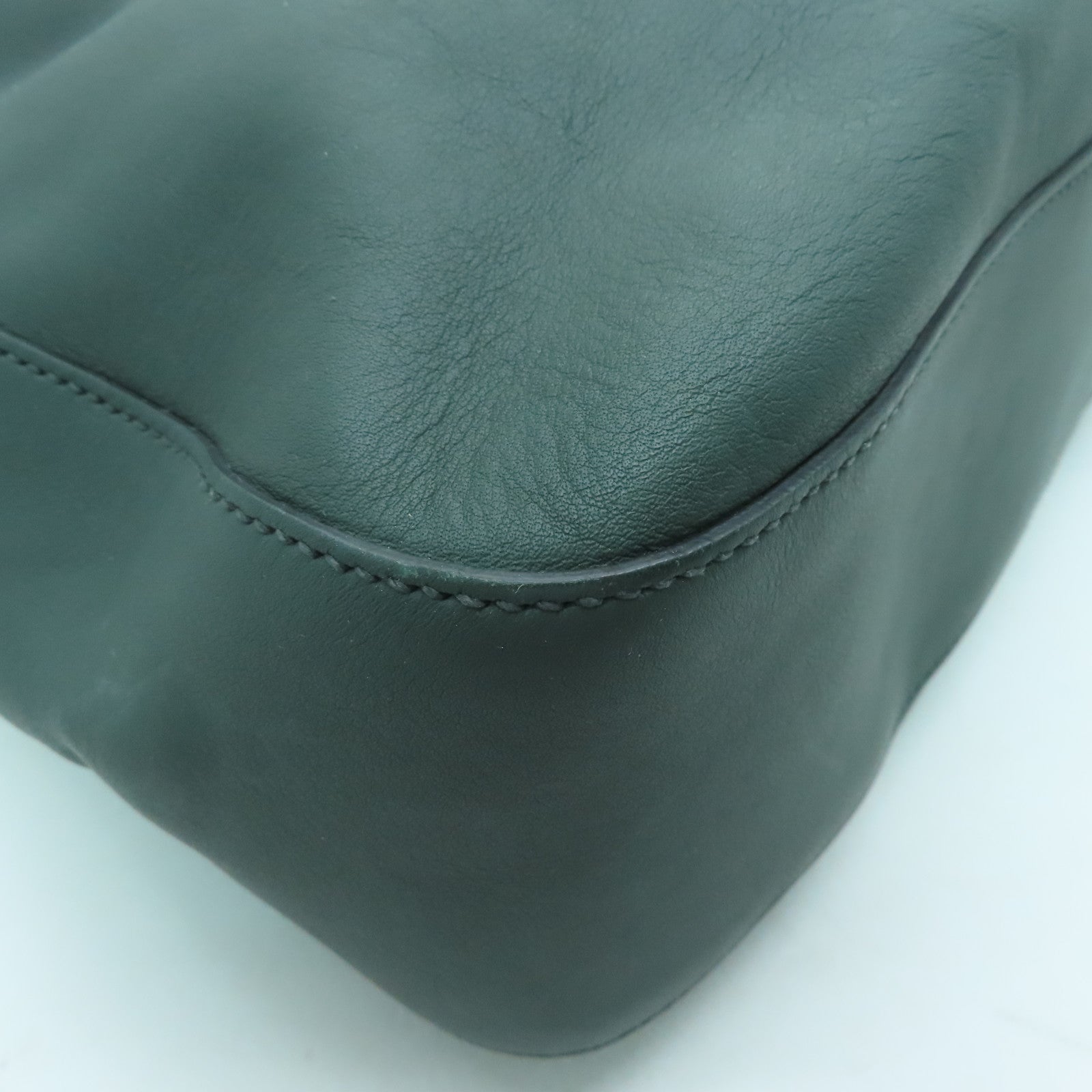 PRADA 牛皮皮革Shoulder Bag銀扣肩背袋綠色