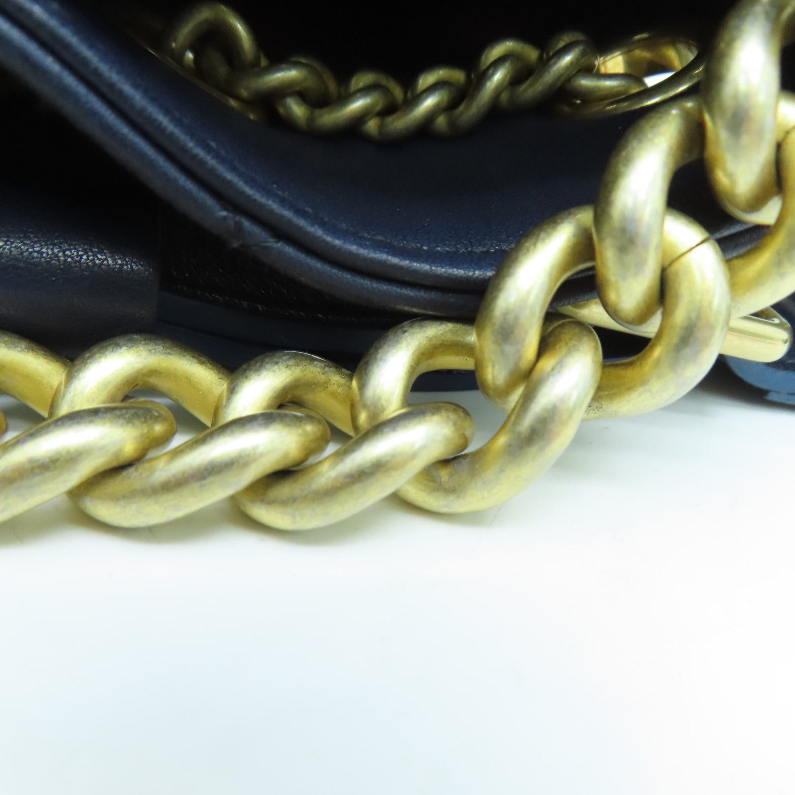 CHANEL 牛皮皮革Shoulder Bag金扣肩背袋藍色