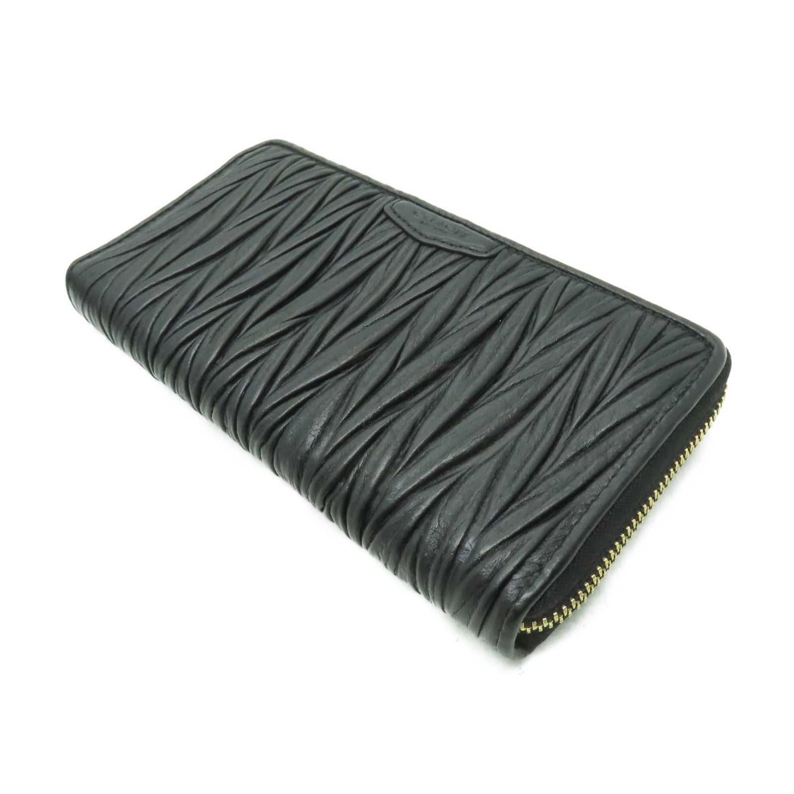 COACH 牛皮皮革Long Wallet金扣長錢包黑色