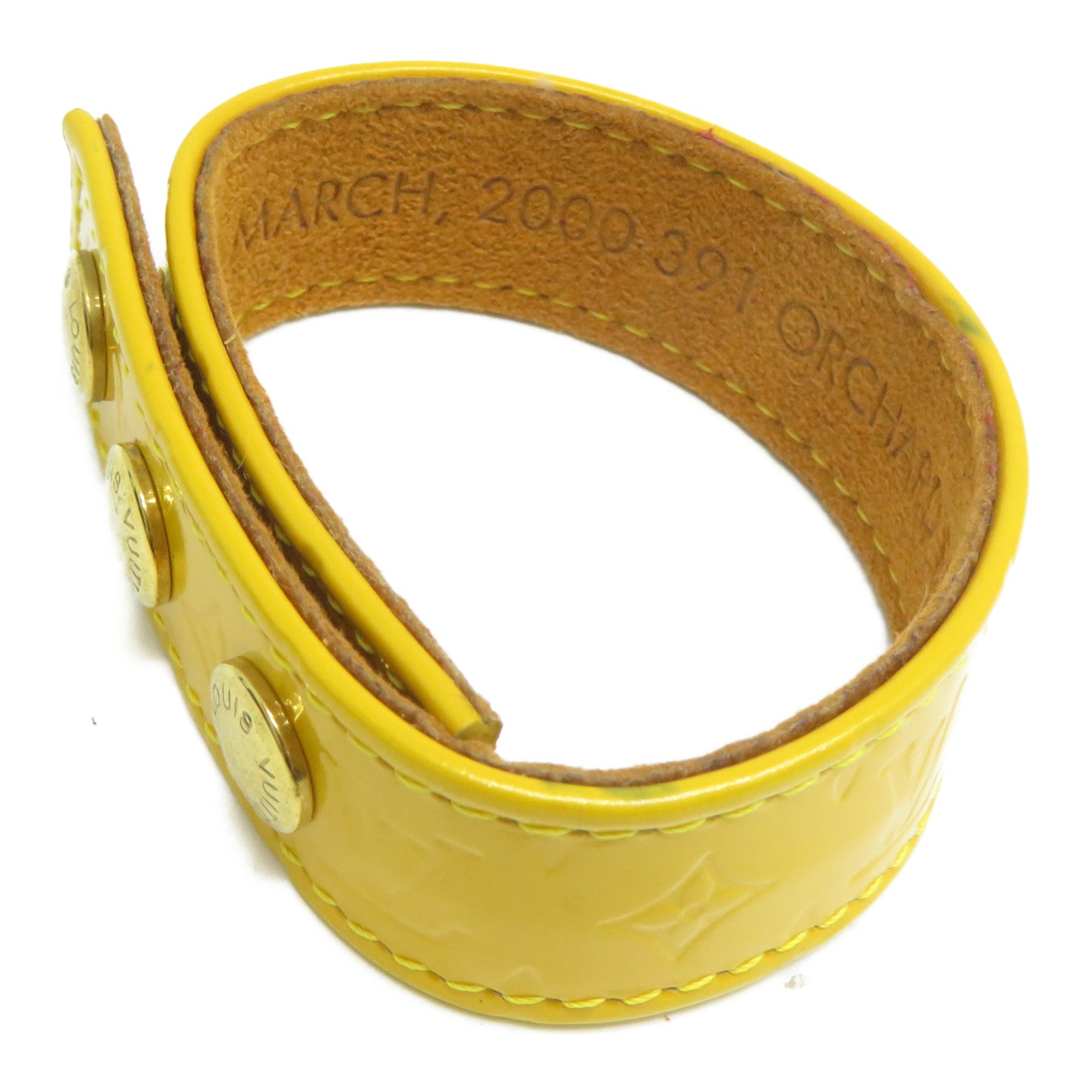 LOUIS VUITTON 【激減優惠】Monogram Vernis Bracelet金扣手鐲黃色
