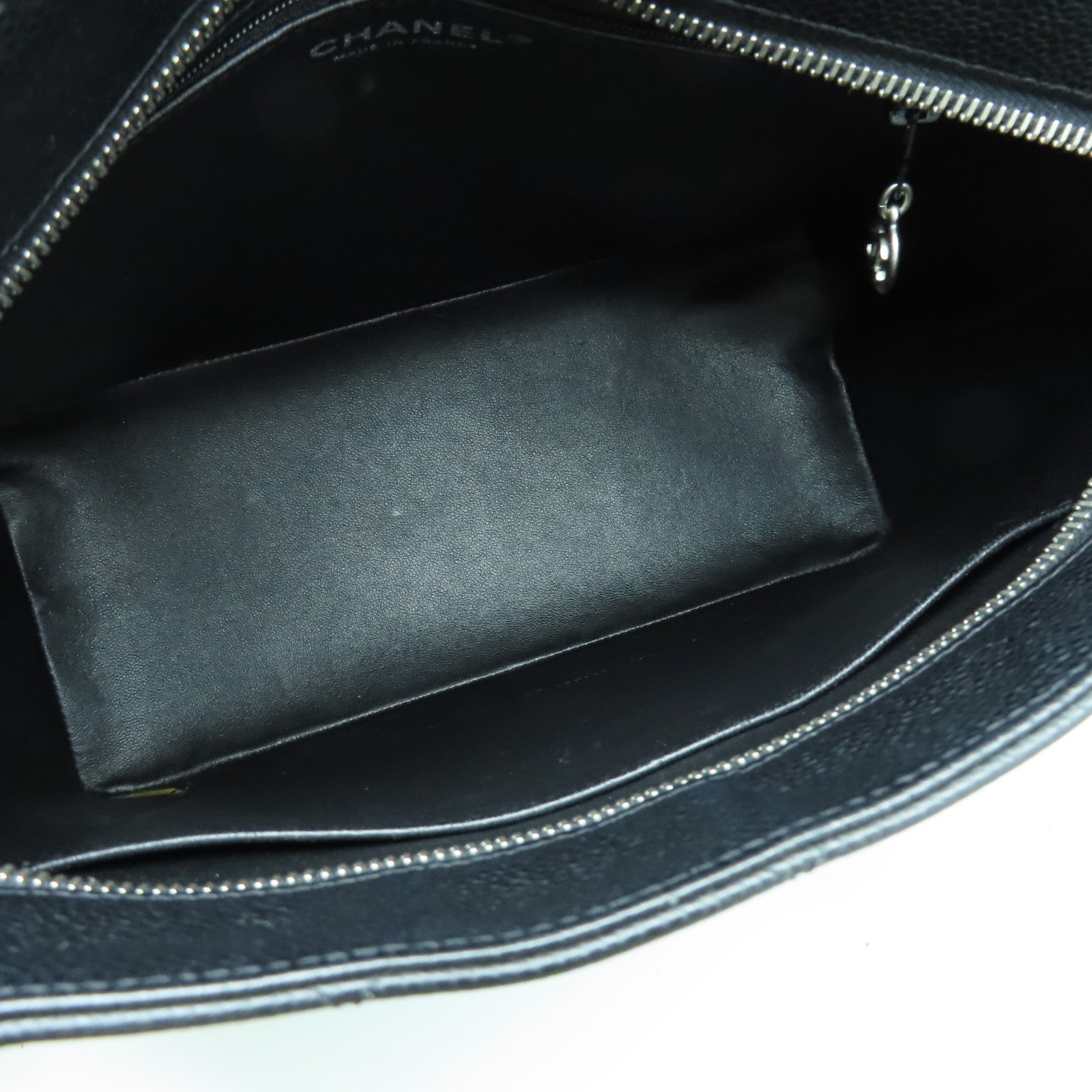 CHANEL 菱格Caviar皮革Handbag銀扣手挽袋黑色