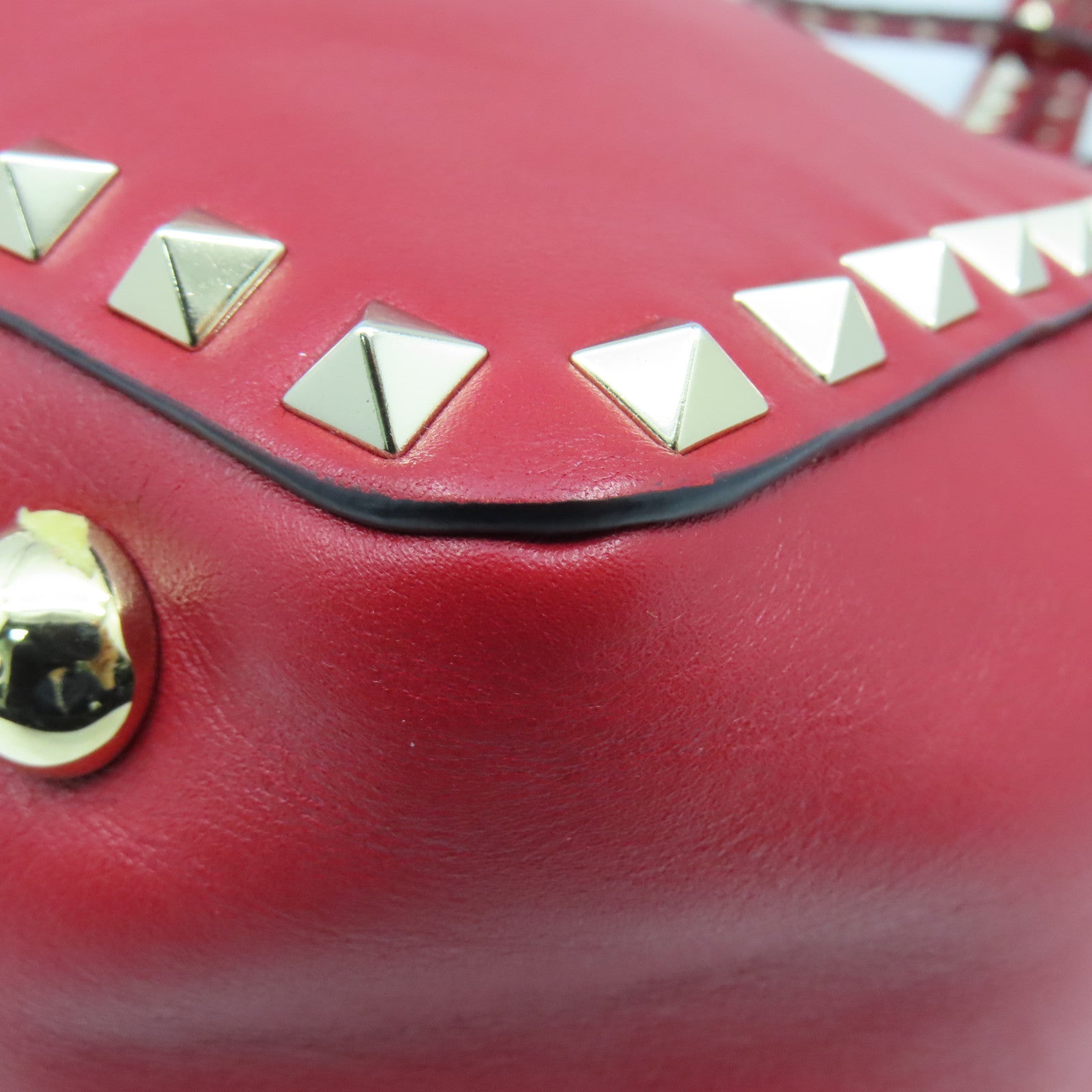 Valentino cowhide leather 2way Shoulder Bag gold buckle handle shoulder bag red
