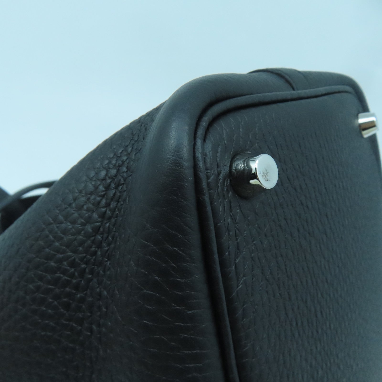 HERMES Clemence Leather Picotin PM Silver Button Handle Bag