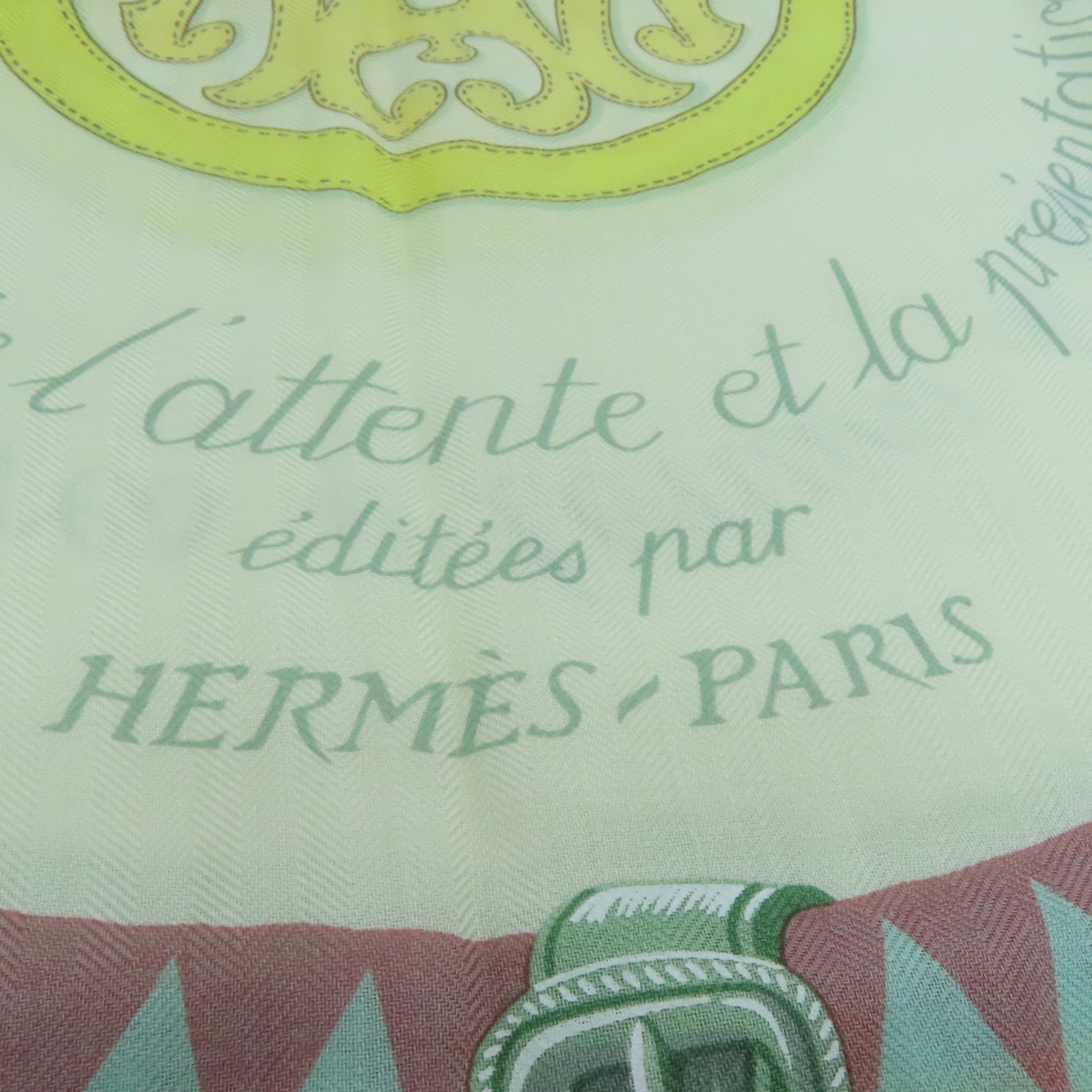 HERMES 羊絨/絲質Scarf絲巾彩色