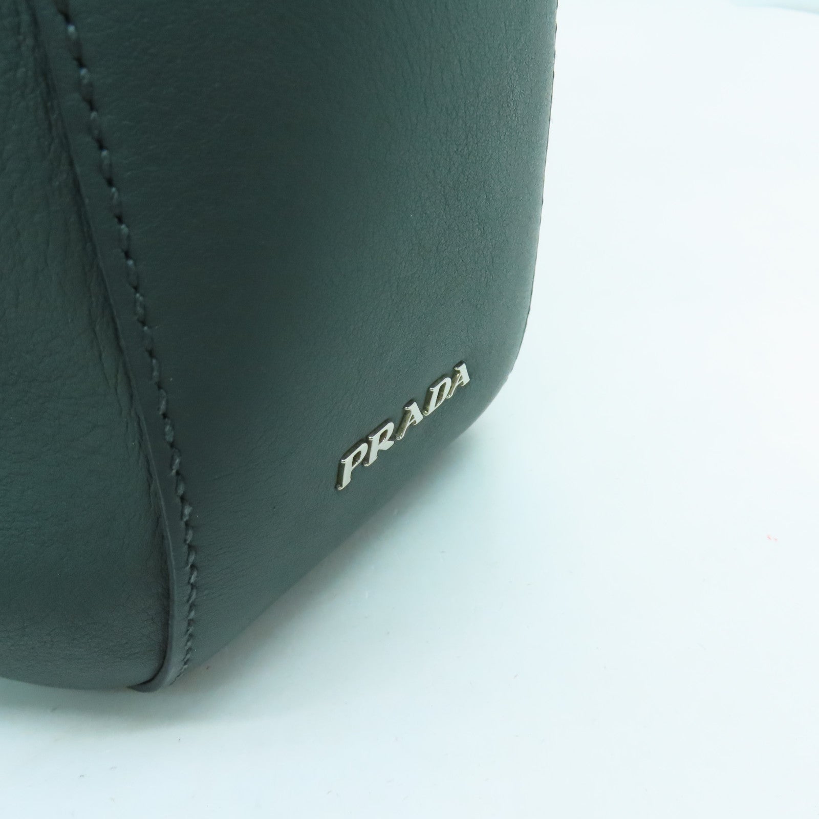 PRADA 牛皮皮革Shoulder Bag銀扣肩背袋綠色