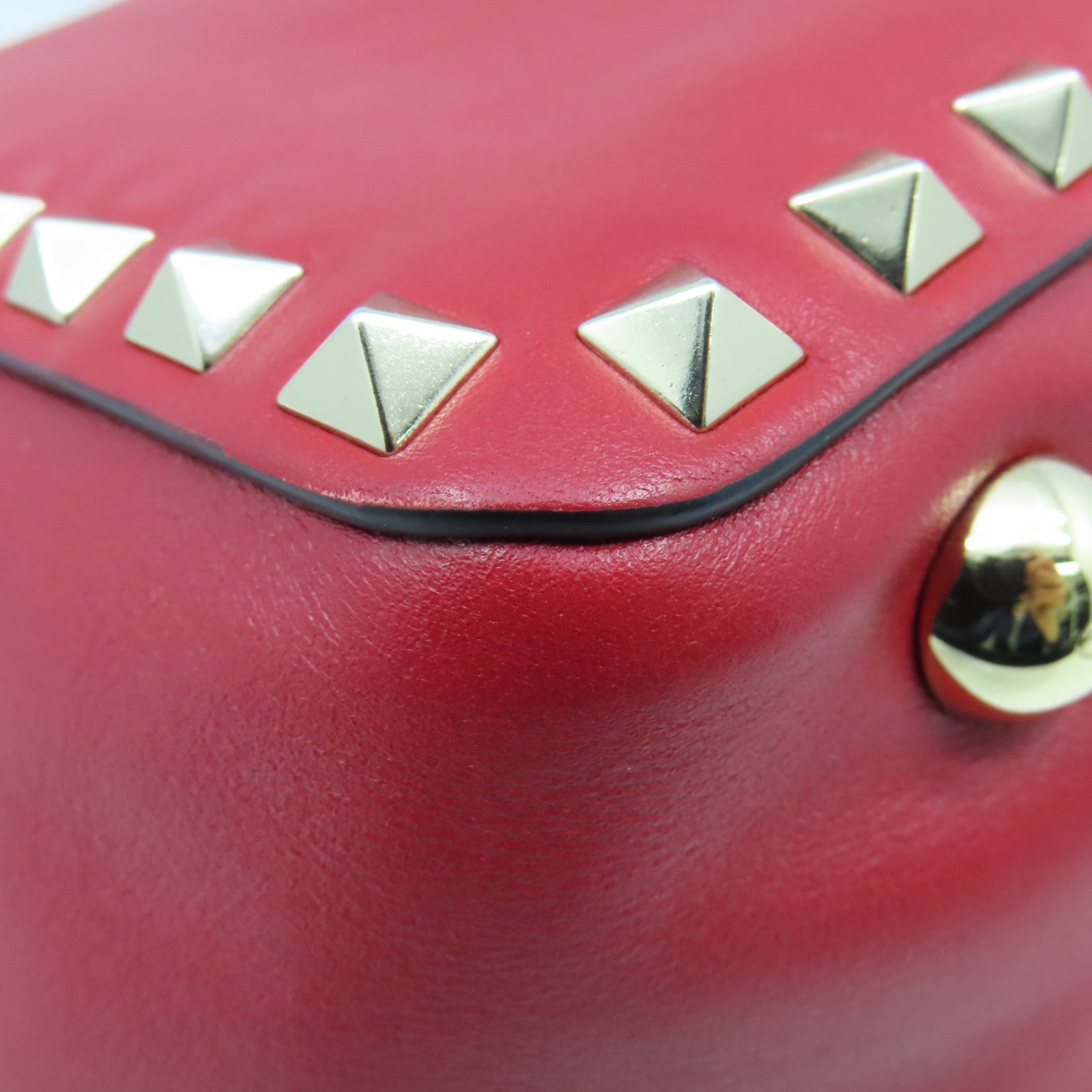 Valentino cowhide leather 2way Shoulder Bag gold buckle handle shoulder bag red