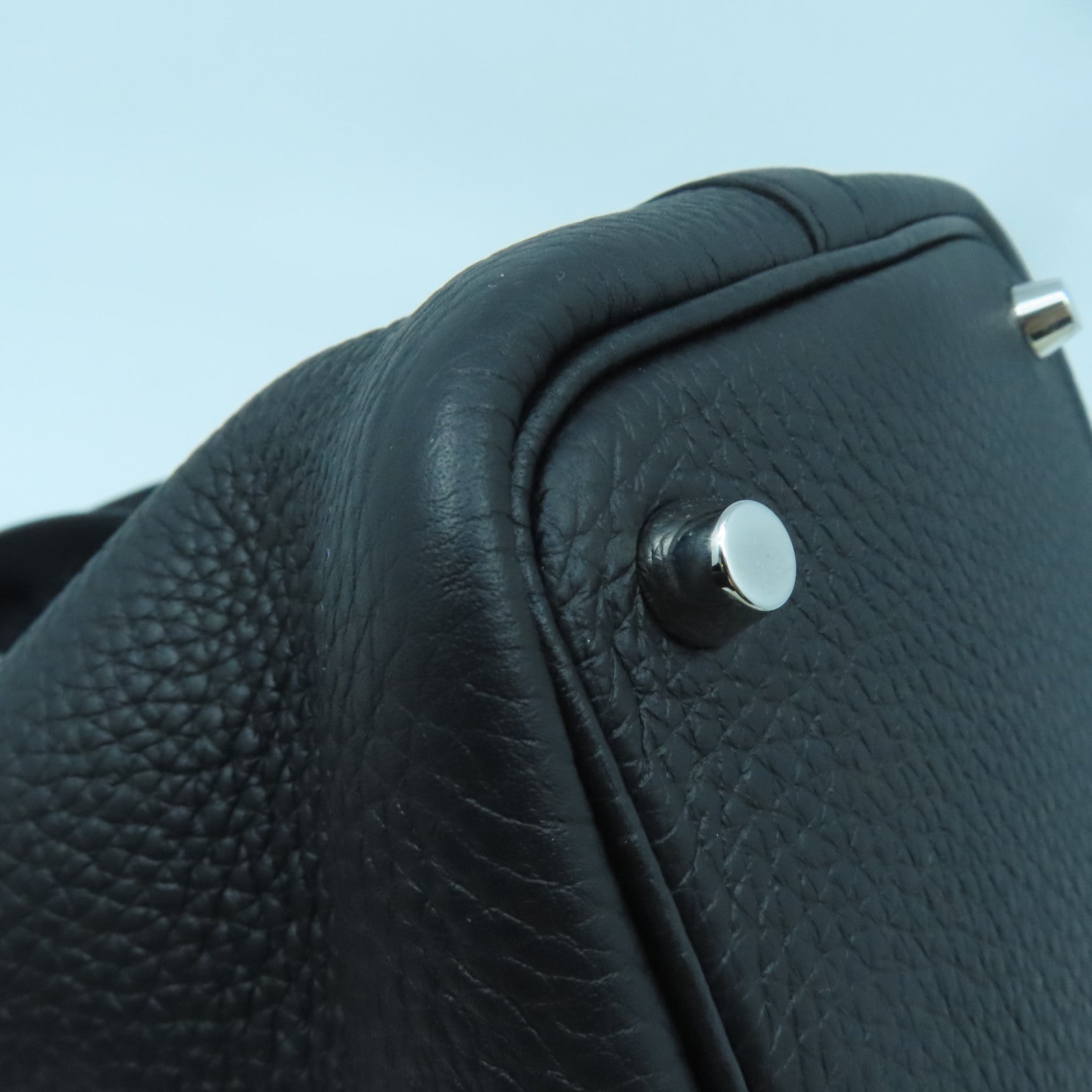 HERMES Clemence Leather Picotin PM Silver Button Handle Bag