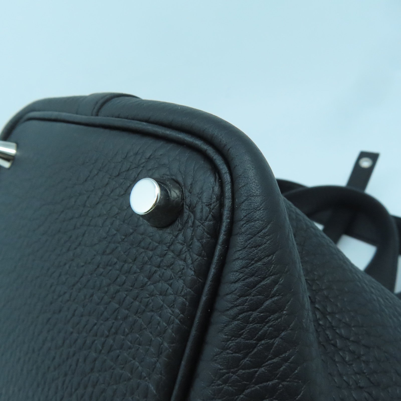 HERMES Clemence Leather Picotin PM Silver Button Handle Bag