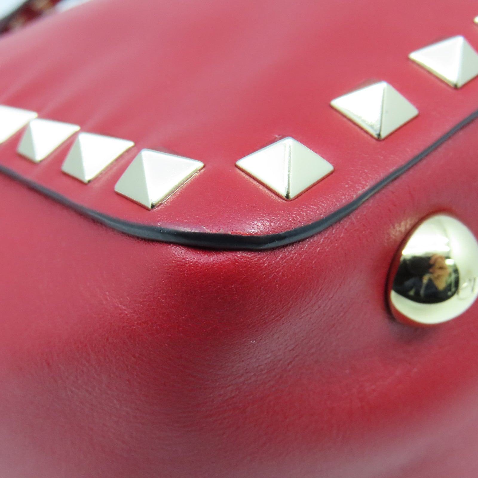 Valentino cowhide leather 2way Shoulder Bag gold buckle handle shoulder bag red