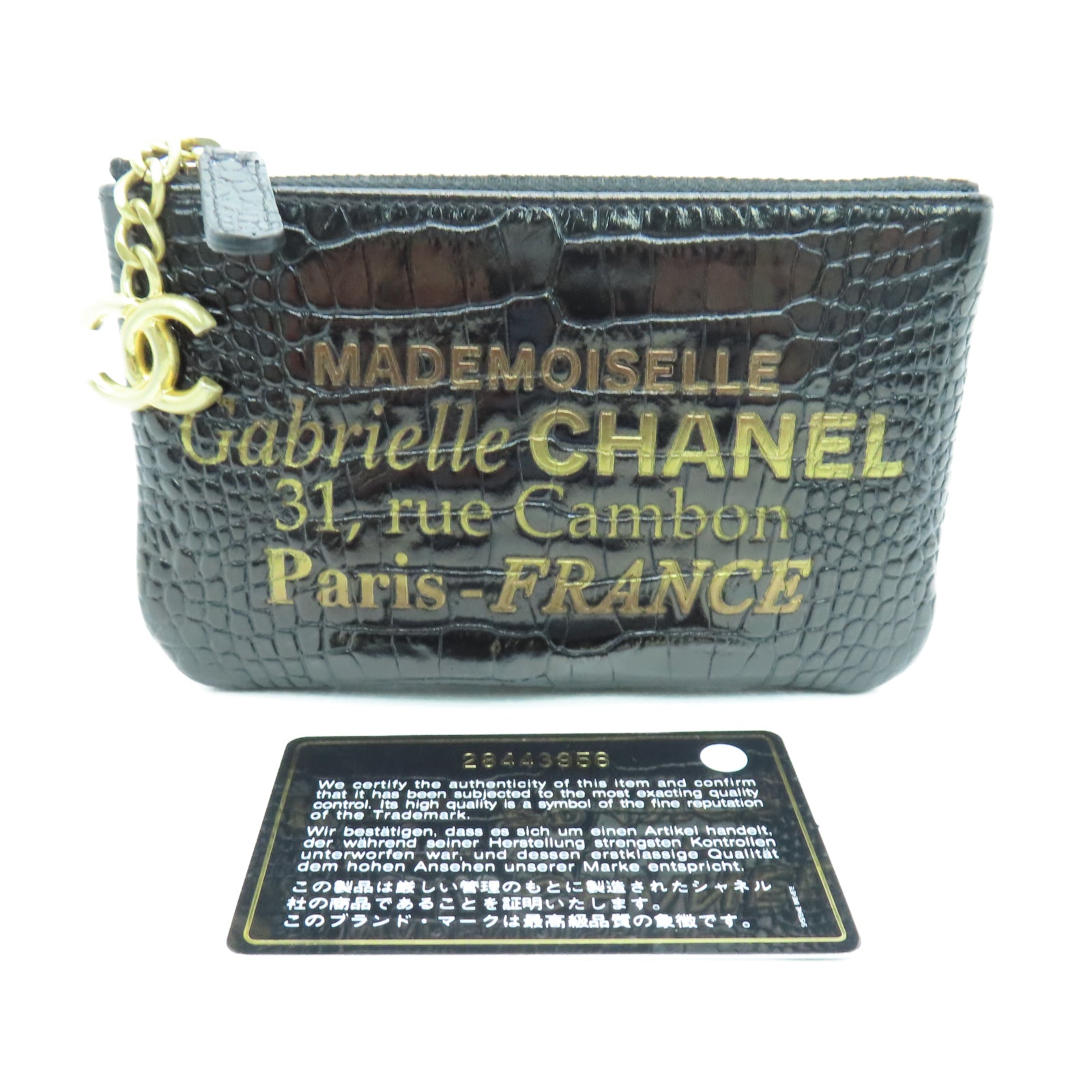 CHANEL 牛皮皮革Wallet金扣錢包黑色