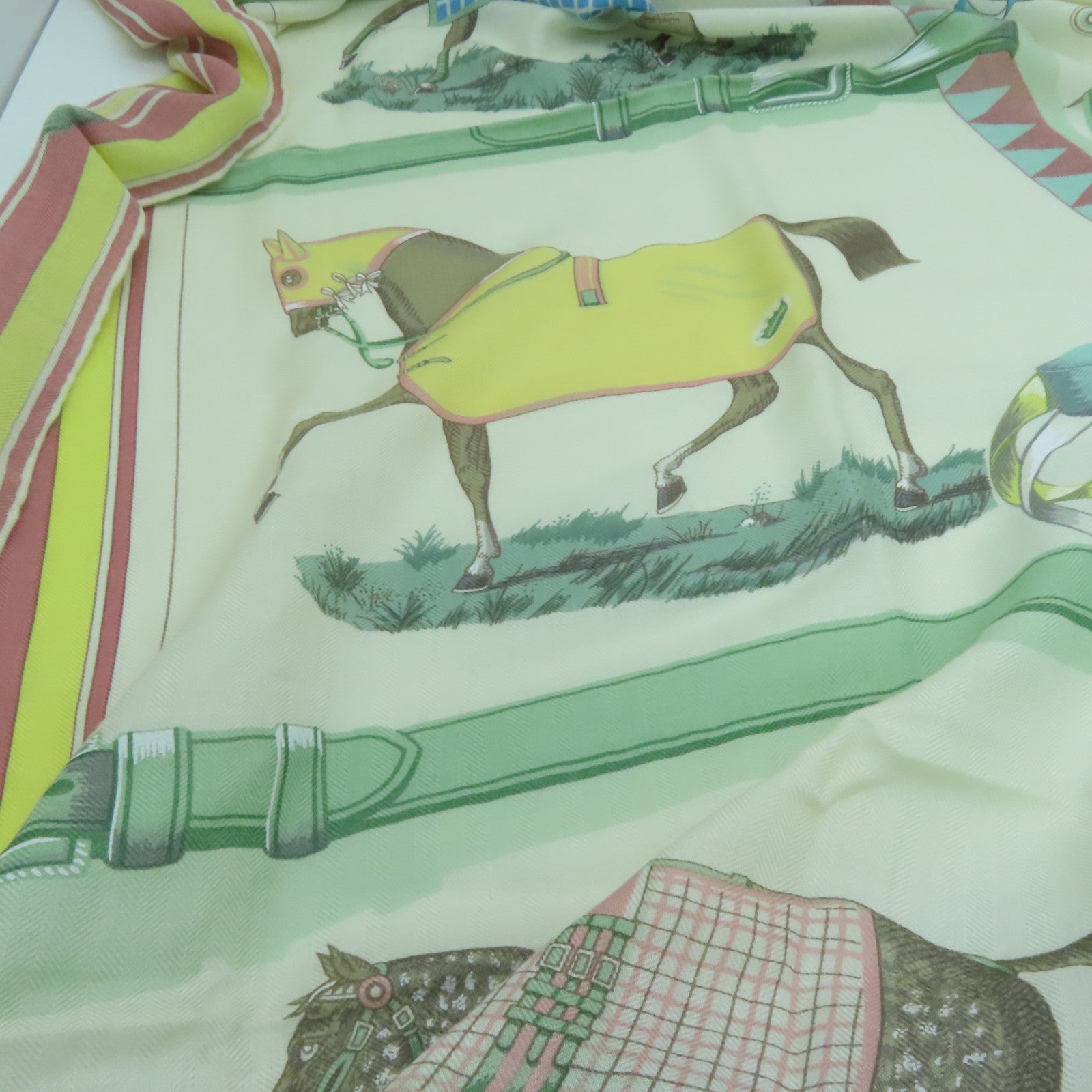 HERMES 羊絨/絲質Scarf絲巾彩色