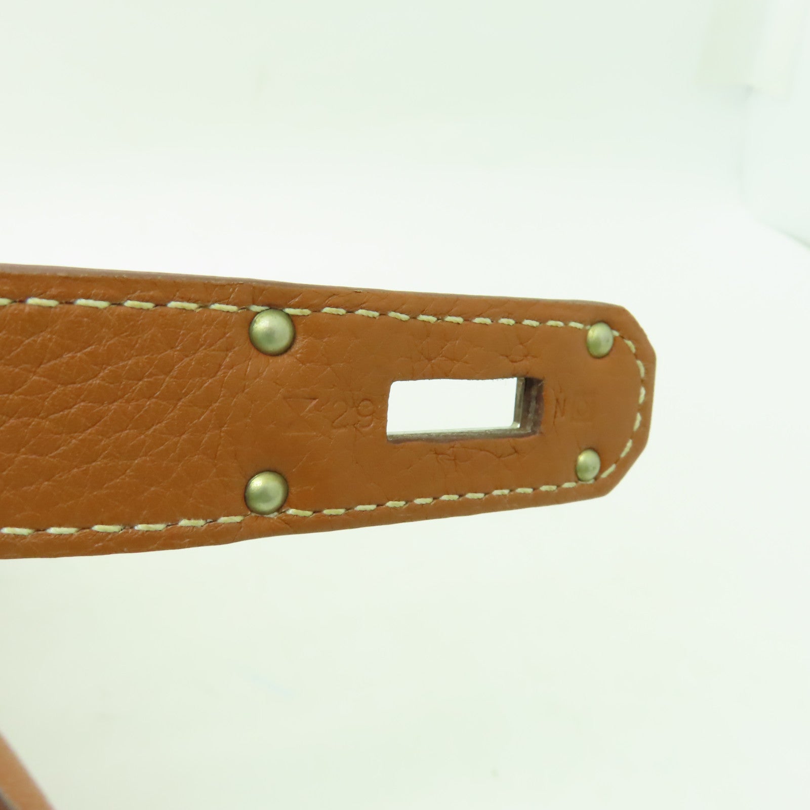 HERMES Clemence皮革Jypsiere 34銀扣肩背袋Gold棕色