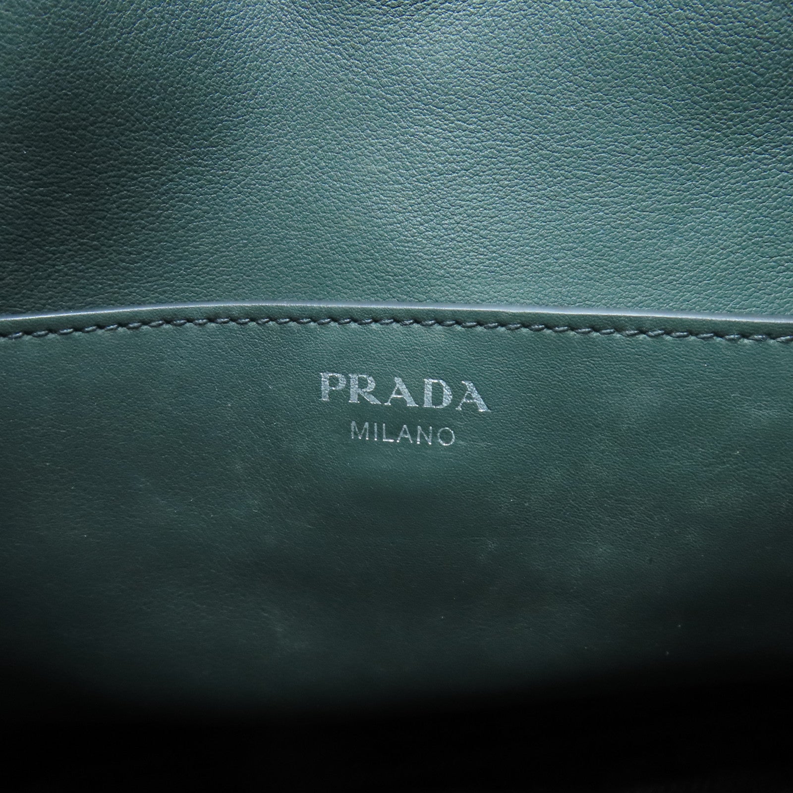 PRADA 牛皮皮革Shoulder Bag銀扣肩背袋綠色