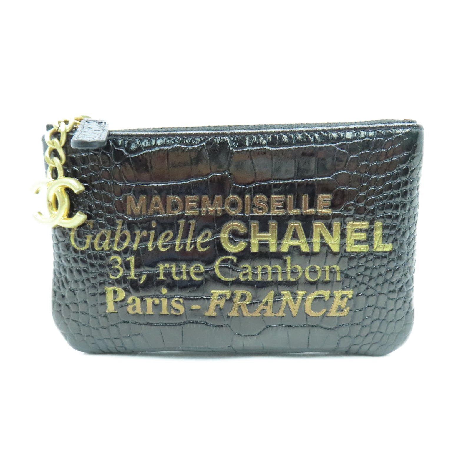 CHANEL 牛皮皮革Wallet金扣錢包黑色