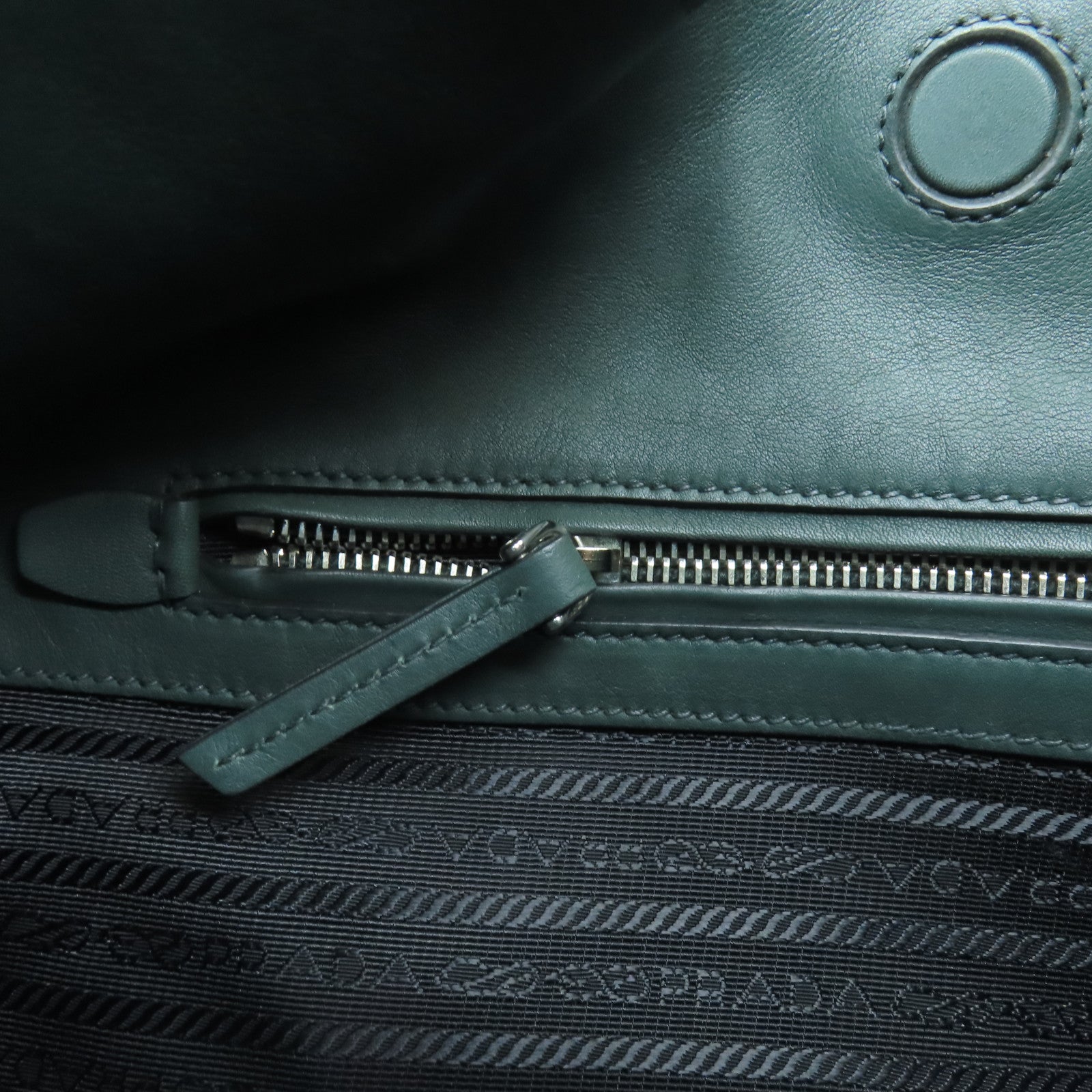 PRADA 牛皮皮革Shoulder Bag銀扣肩背袋綠色