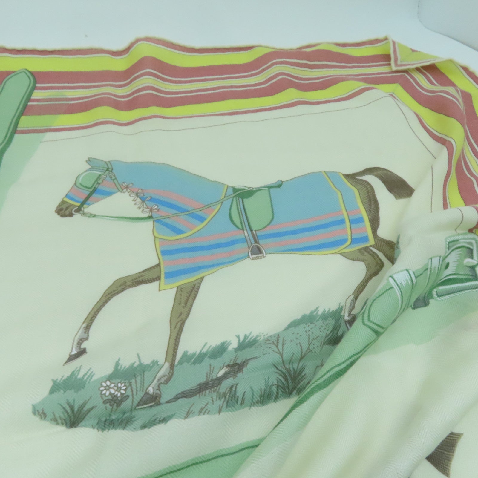 HERMES 羊絨/絲質Scarf絲巾彩色