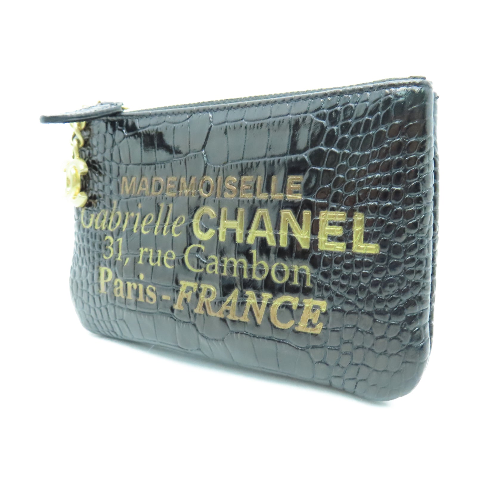 CHANEL 牛皮皮革Wallet金扣錢包黑色