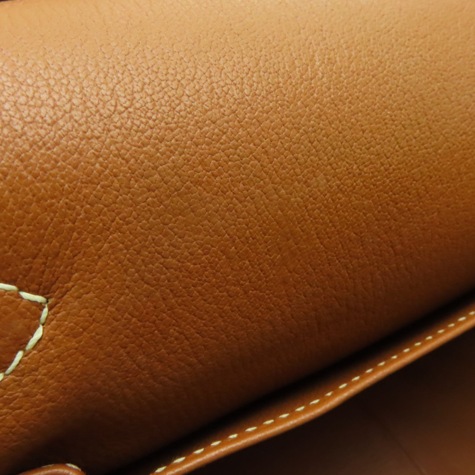 HERMES Clemence皮革Jypsiere 34銀扣肩背袋Gold棕色