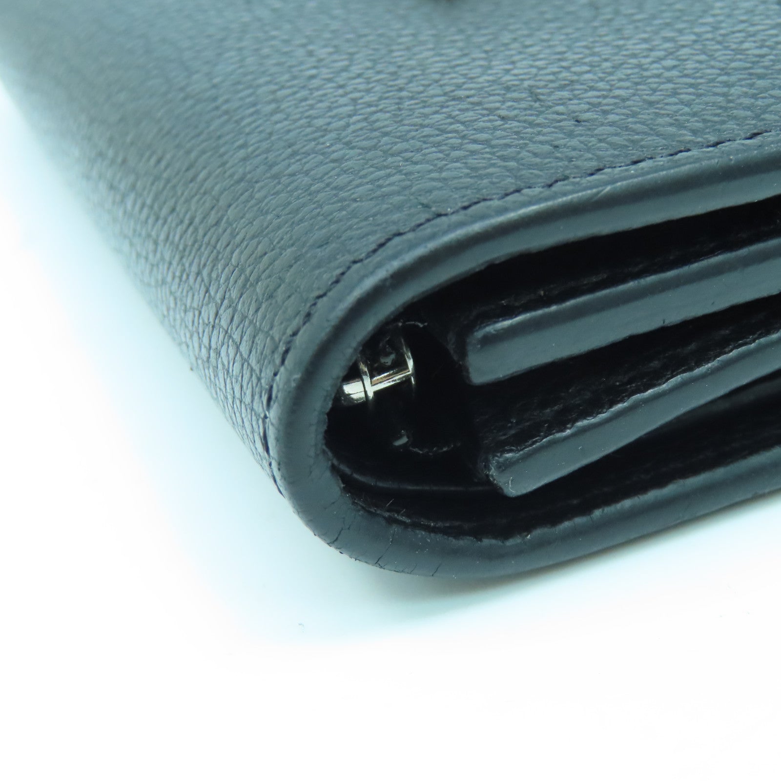 LOUIS VUITTON 【激減優惠】牛皮皮革Mylockme Compact Wallet銀扣錢包黑色
