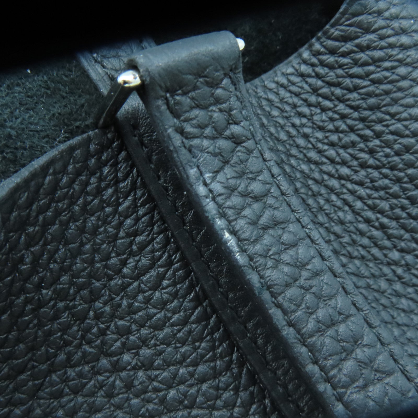HERMES Clemence Leather Picotin PM Silver Button Handle Bag