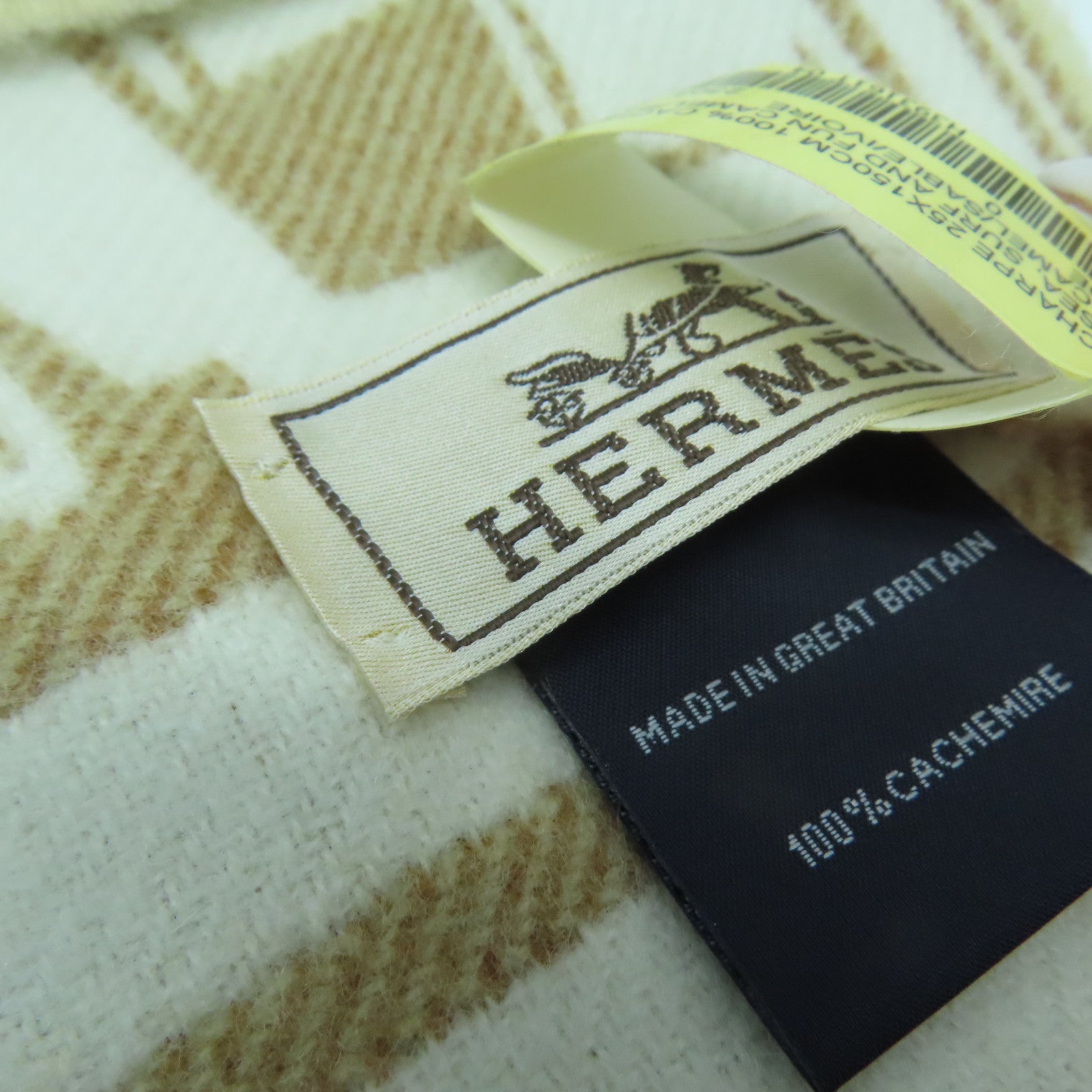 HERMES 羊絨Scarf(25x150cm)圍巾米色