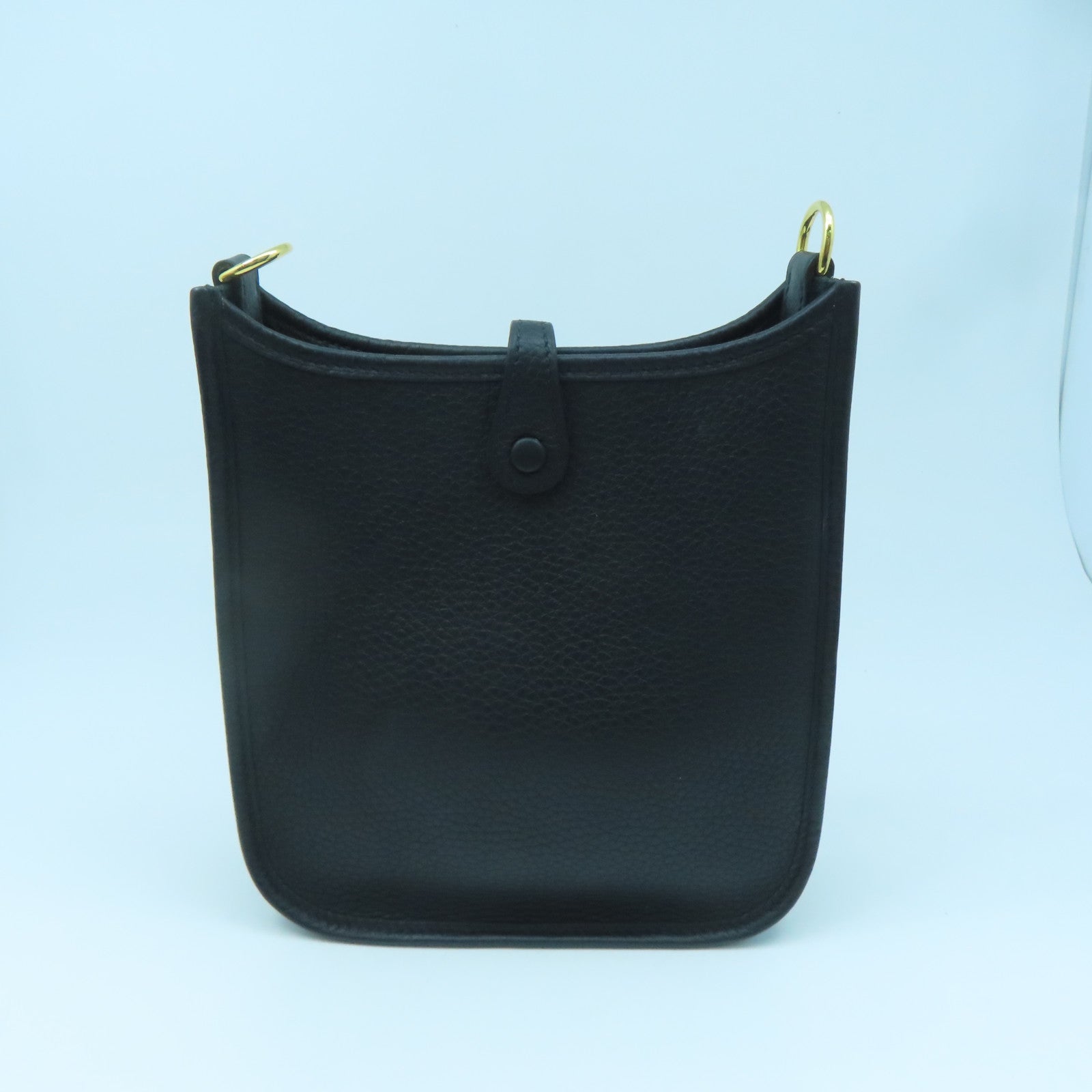 HERMES Leather Evelyne TPM Gold Buckle Shoulder Bag Black