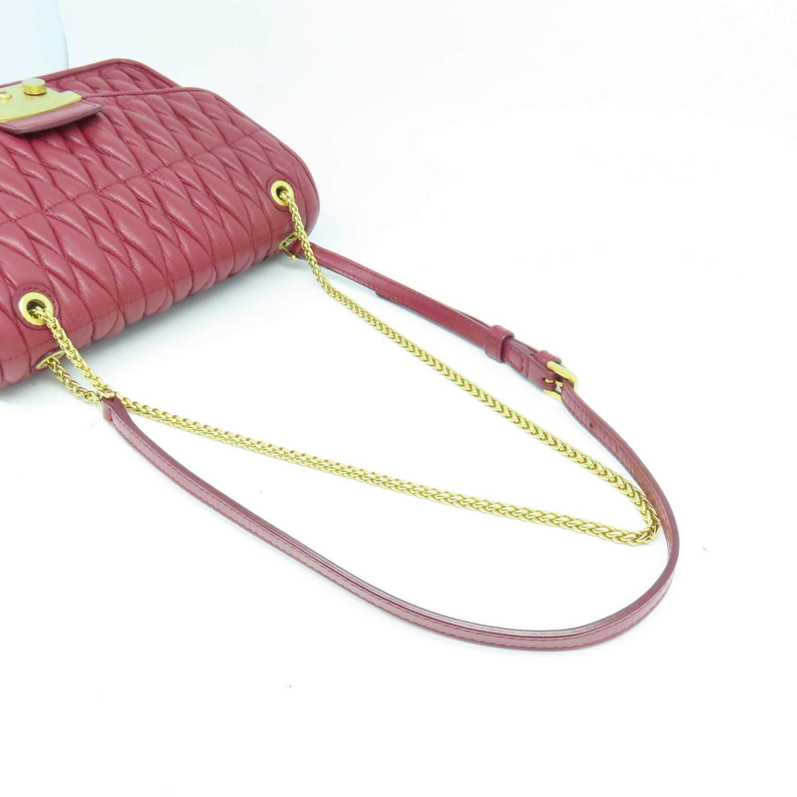 Furla 牛皮皮革Chain Bag金扣鏈帶肩背袋紅色