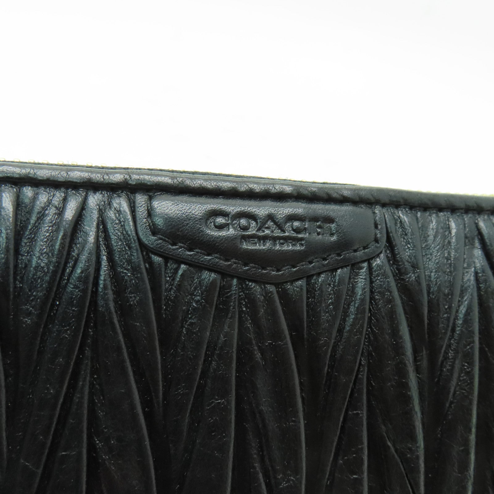 COACH 牛皮皮革Long Wallet金扣長錢包黑色