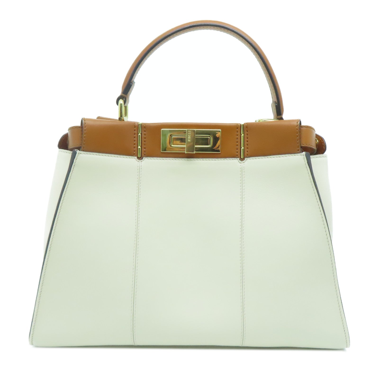 FENDI 【激減優惠】牛皮皮革Peekaboo手挽肩背兩用袋白色