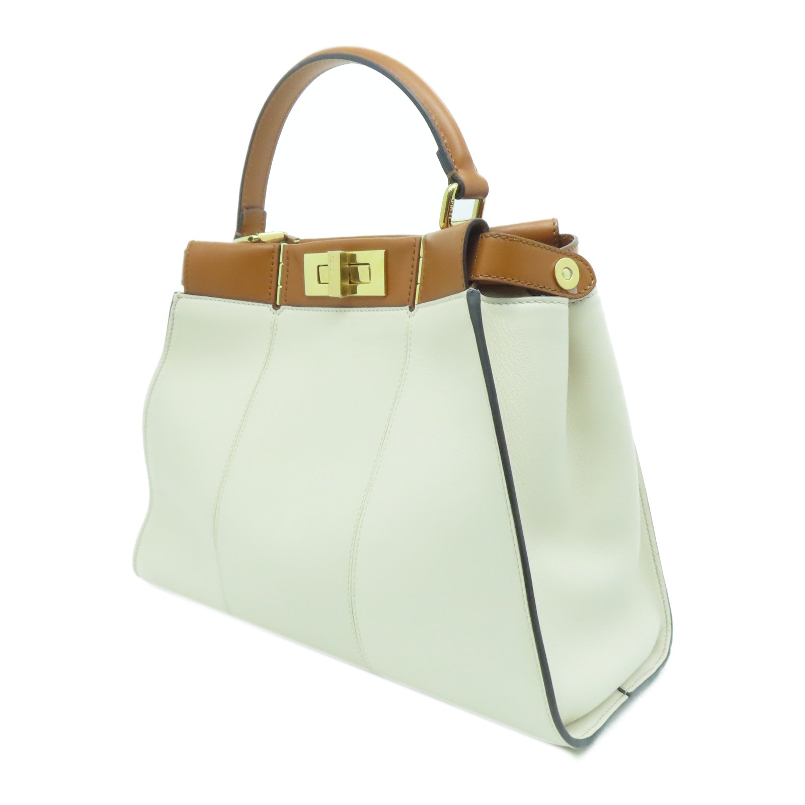 FENDI 【激減優惠】牛皮皮革Peekaboo手挽肩背兩用袋白色