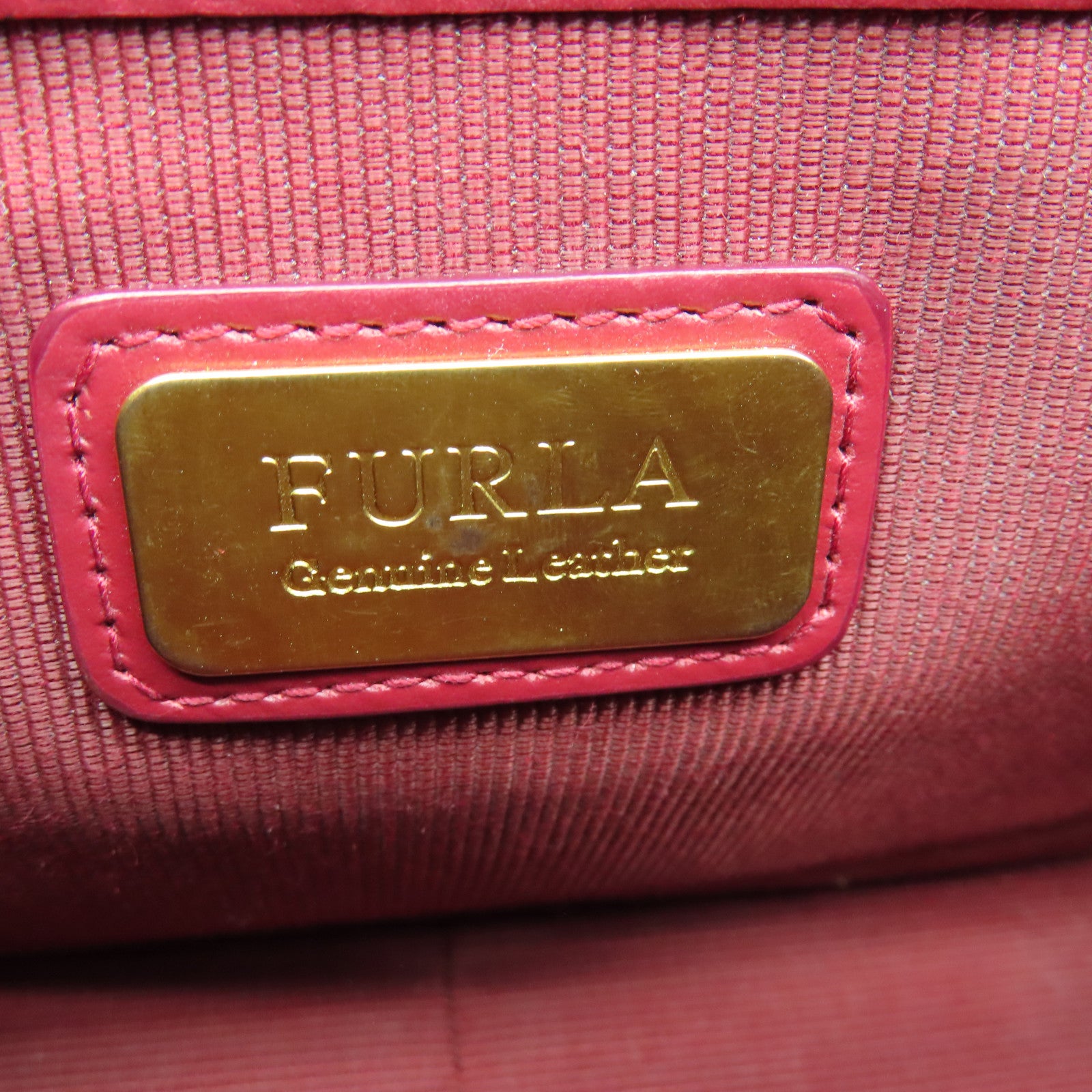 Furla 牛皮皮革Chain Bag金扣鏈帶肩背袋紅色