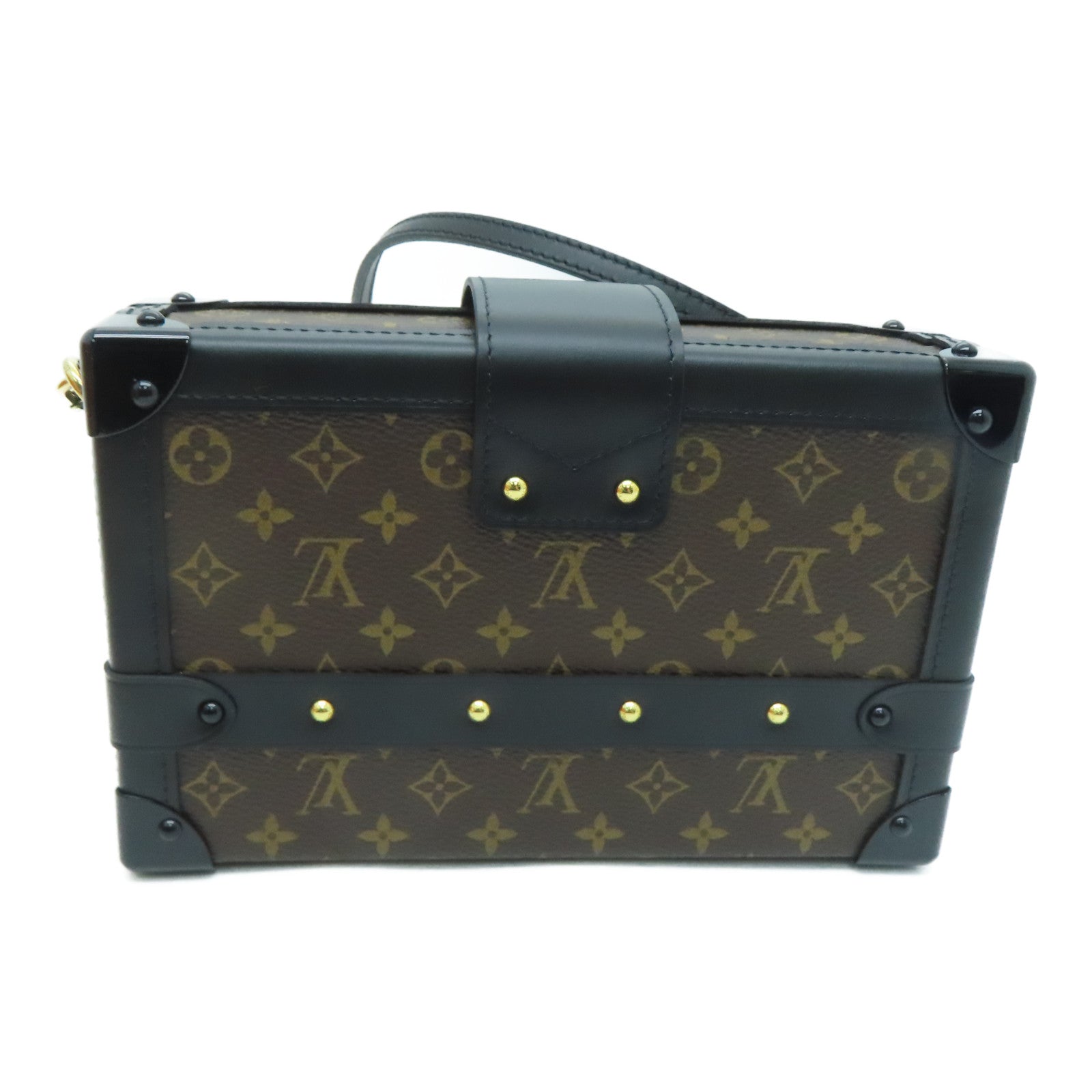 LOUIS VUITTON Monogram Petite Malle Gold Buckle Shoulder Bag Brown/Black