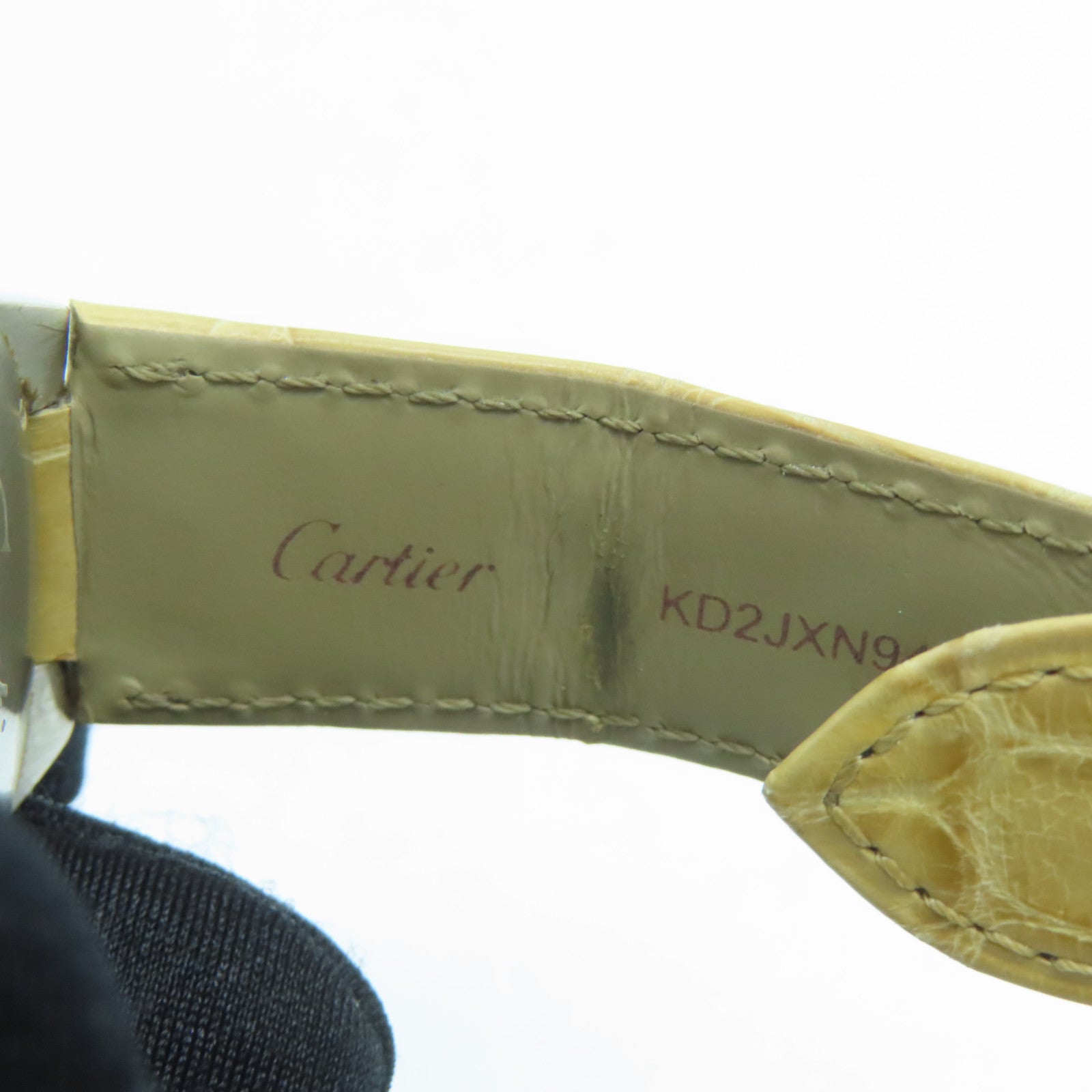 CARTIER 【激減優惠】18K白金Ballon Blue鑽石皮革帶手錶自動機芯米色