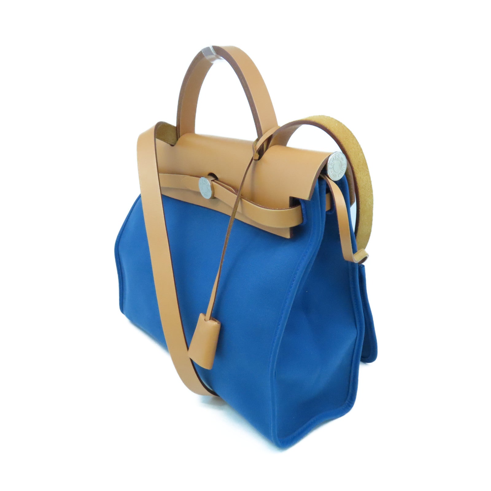 HERMES Canvas Herbag PM Silver Buckle Hand Shoulder Dual-use Bag Blue Izmir Blue