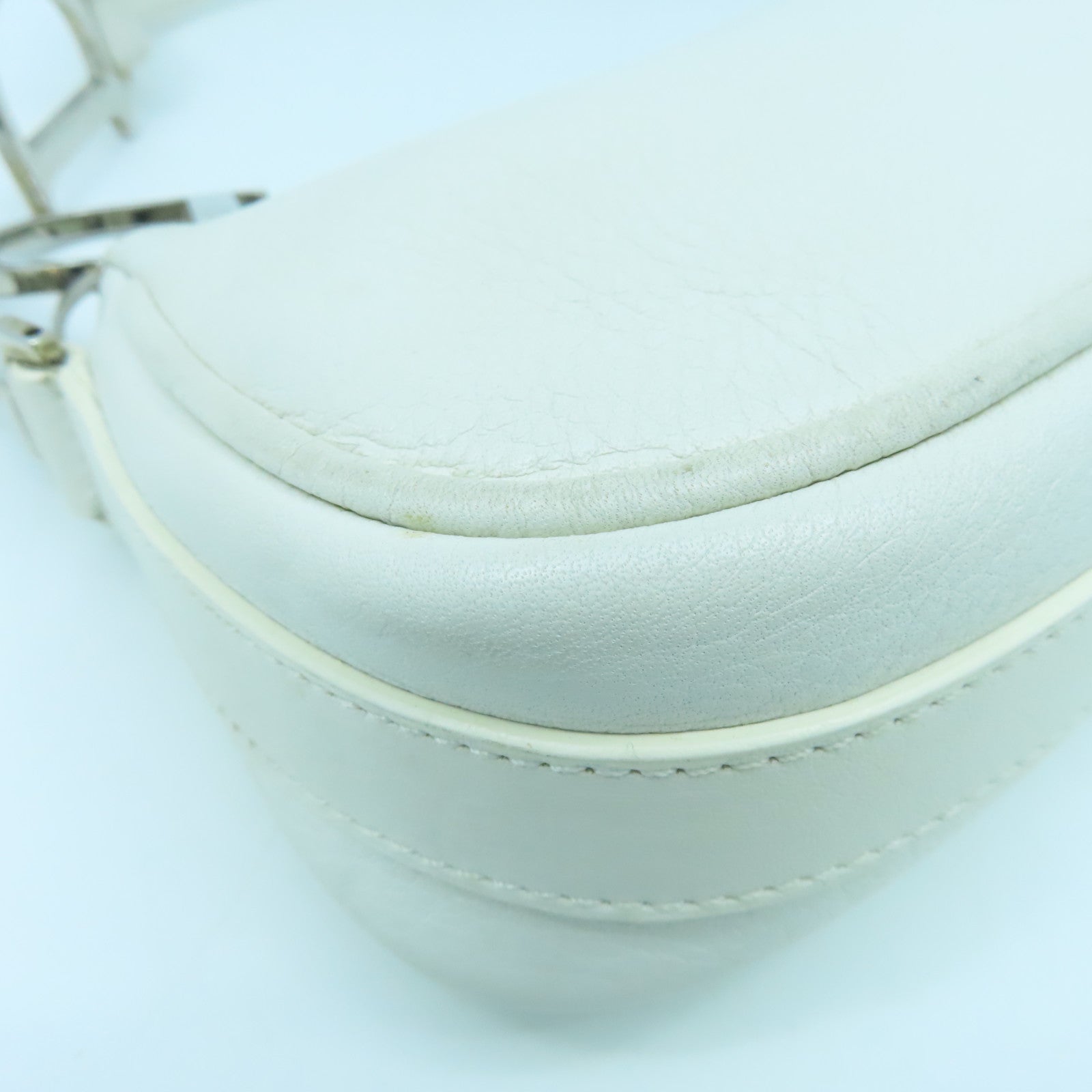 Dior cowhide leather Shoulder Bag silver buckle shoulder bag white