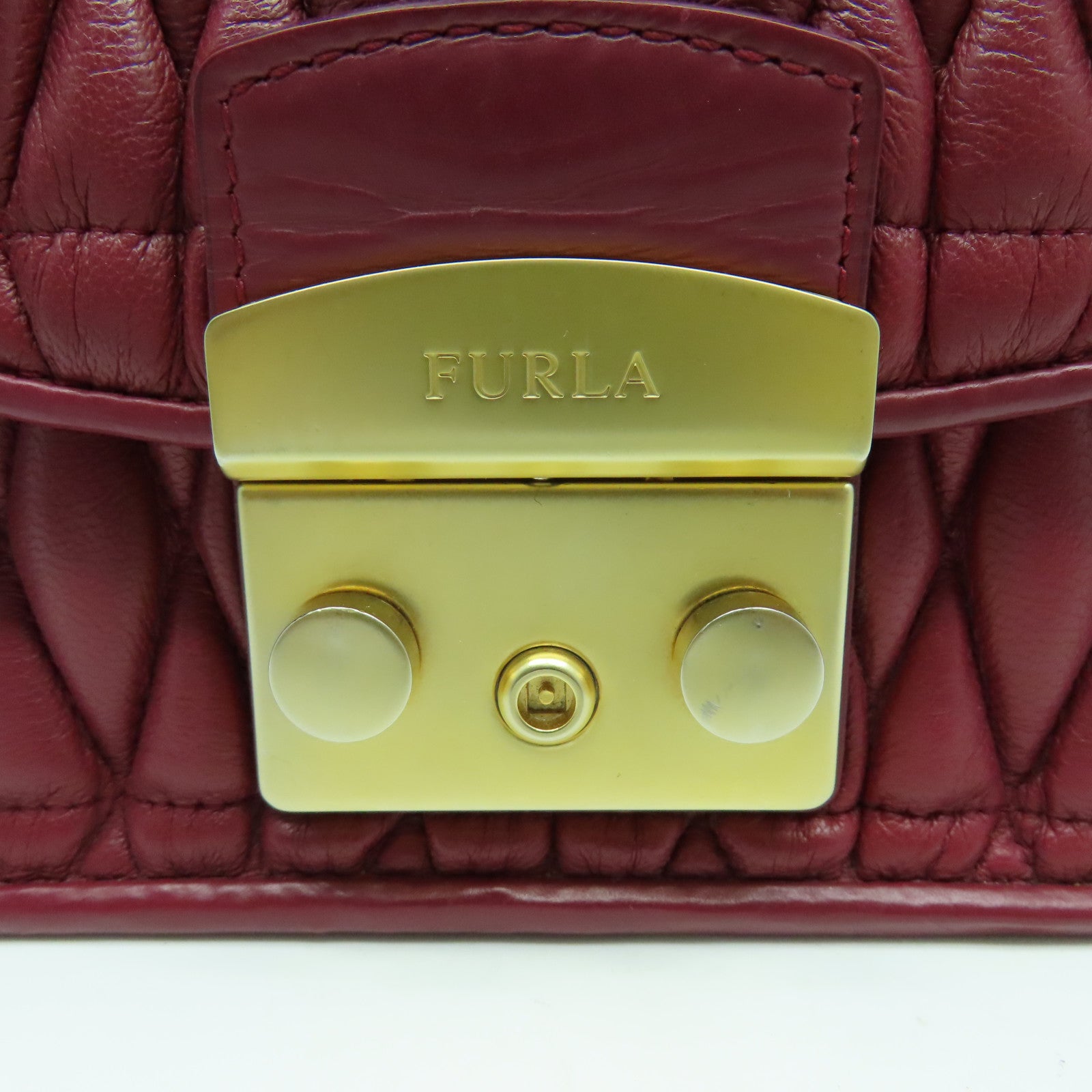 Furla 牛皮皮革Chain Bag金扣鏈帶肩背袋紅色