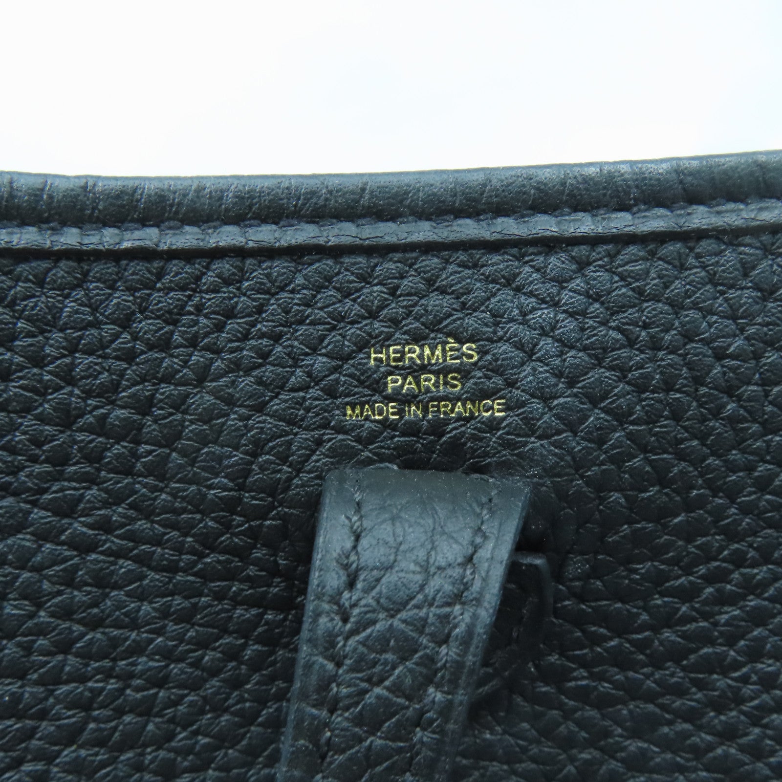 HERMES Leather Evelyne TPM Gold Buckle Shoulder Bag Black