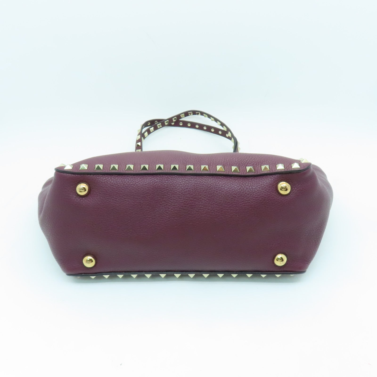 Valentino 牛皮皮革2 Way Shoulder Bag銀扣手挽肩背兩用袋深紅色