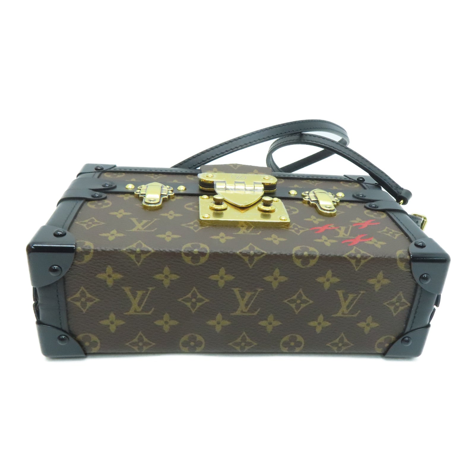 LOUIS VUITTON Monogram Petite Malle Gold Buckle Shoulder Bag Brown/Black