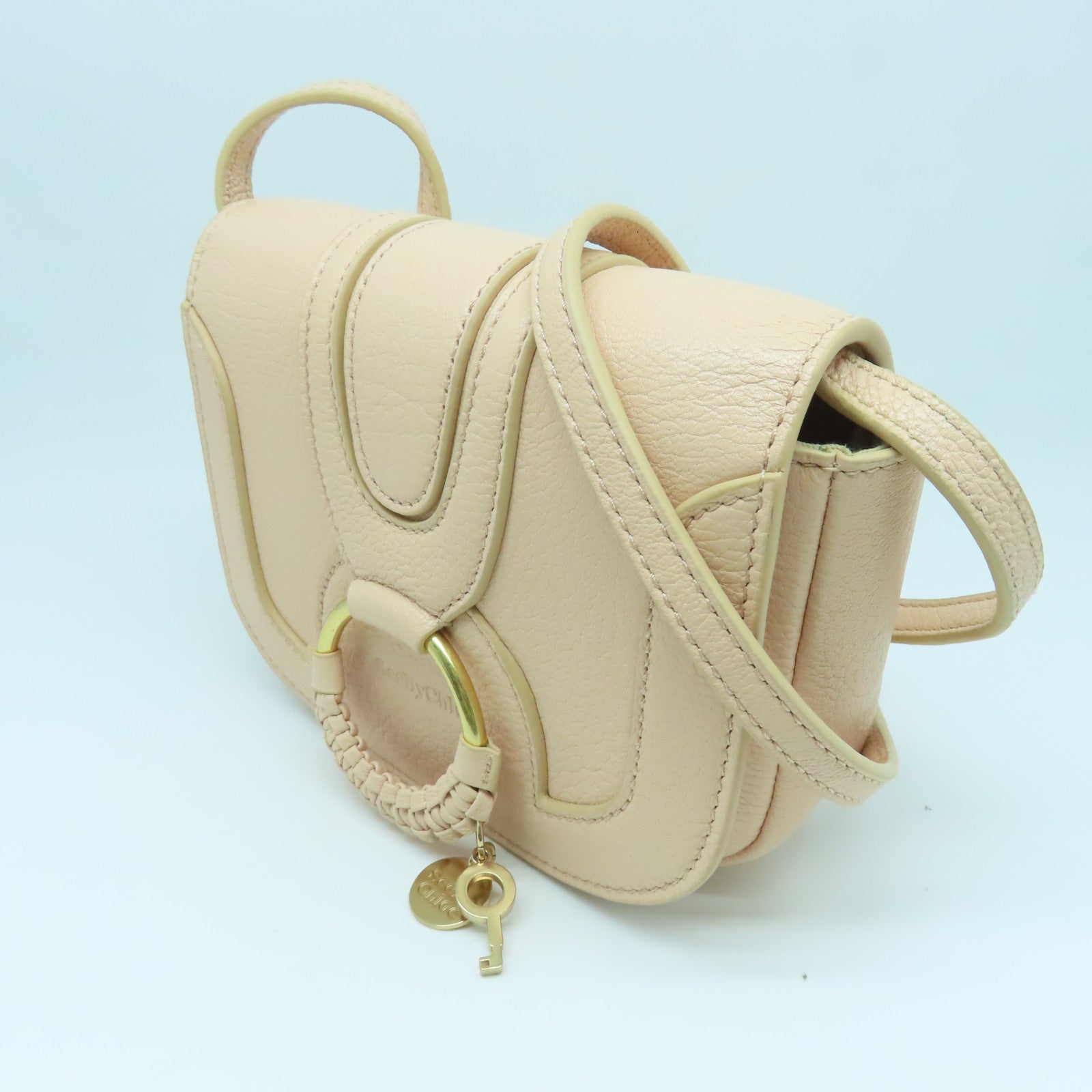 SEE BY CHLOE Leather Shoulder Bag Gold Buckle Pink