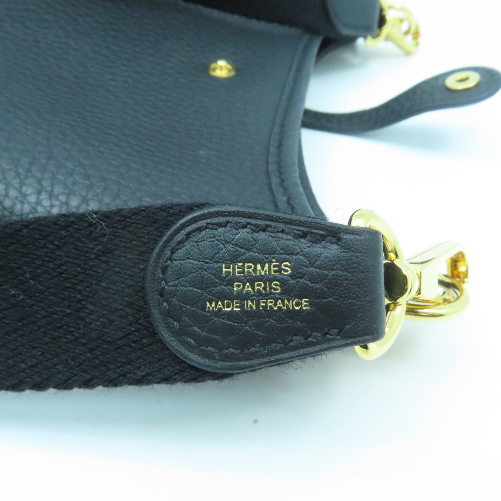 HERMES Leather Evelyne TPM Gold Buckle Shoulder Bag Black