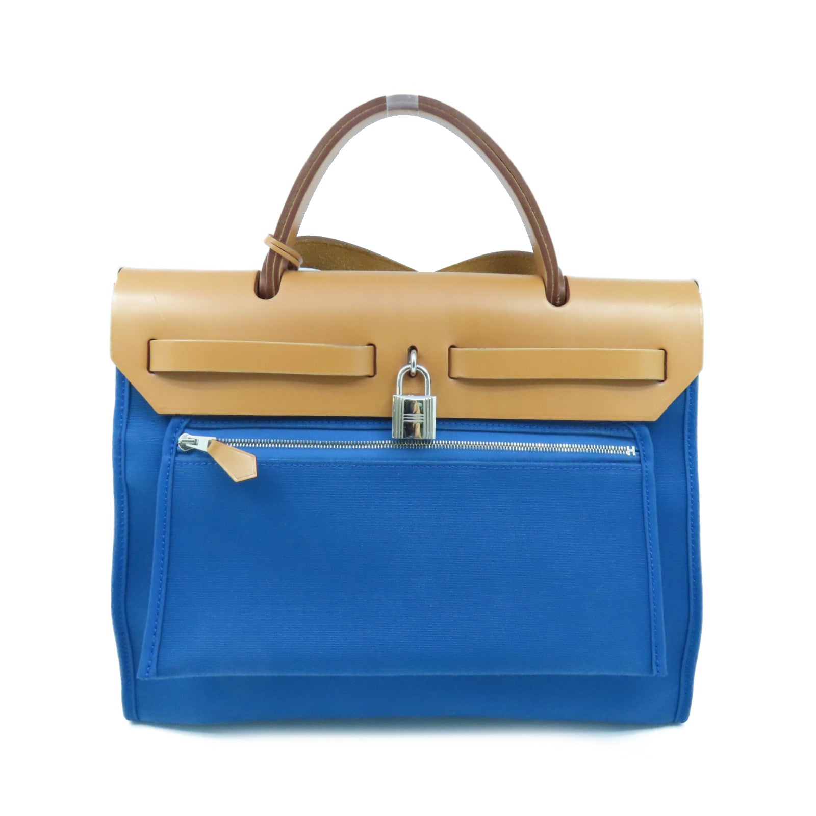 HERMES Canvas Herbag PM Silver Buckle Hand Shoulder Dual-use Bag Blue Izmir Blue