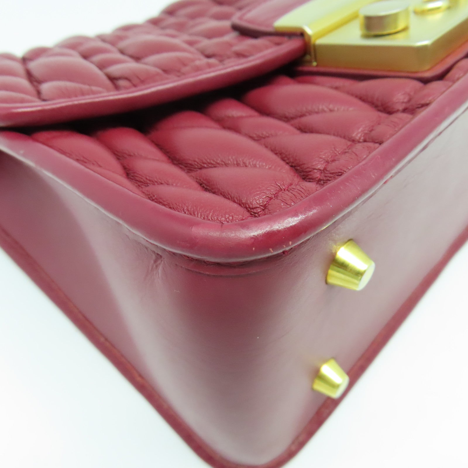 Furla 牛皮皮革Chain Bag金扣鏈帶肩背袋紅色