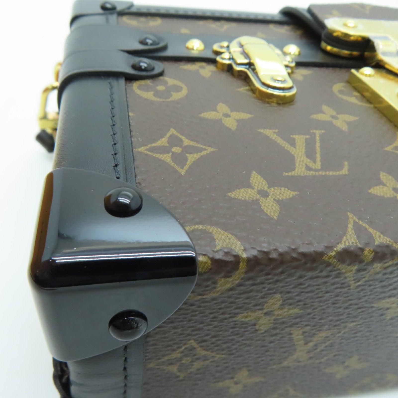 LOUIS VUITTON Monogram Petite Malle Gold Buckle Shoulder Bag Brown/Black