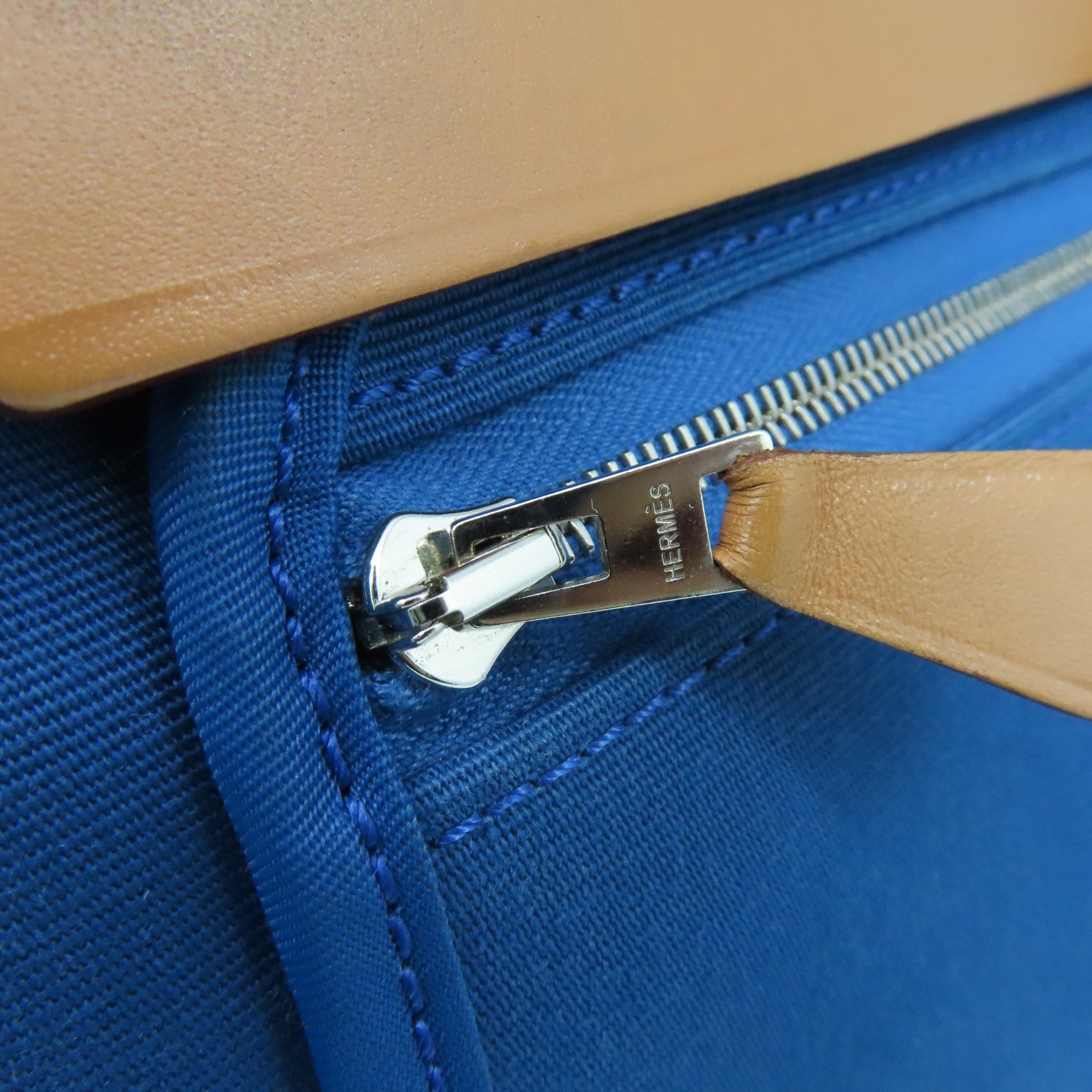 HERMES Canvas Herbag PM Silver Buckle Hand Shoulder Dual-use Bag Blue Izmir Blue