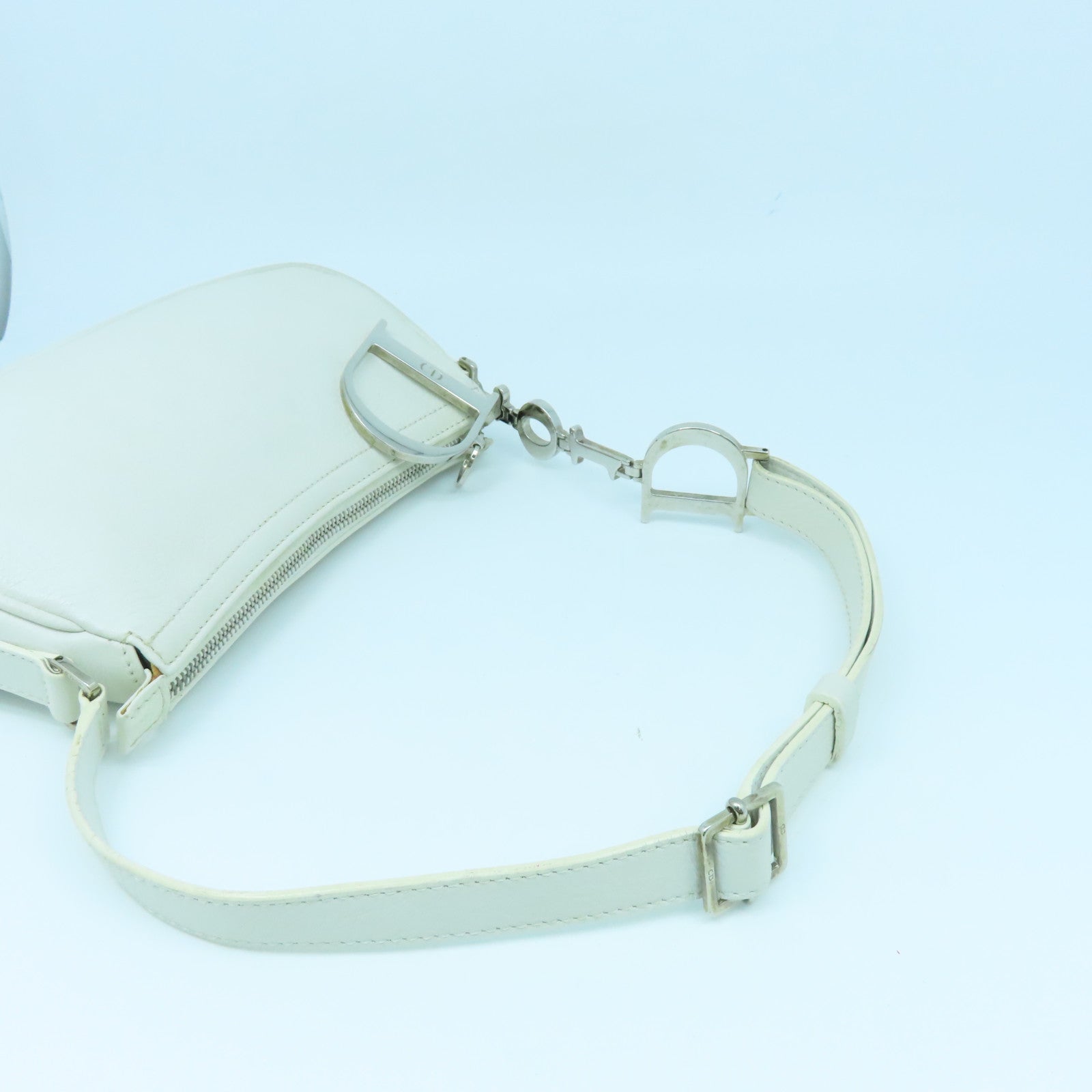 Dior cowhide leather Shoulder Bag silver buckle shoulder bag white