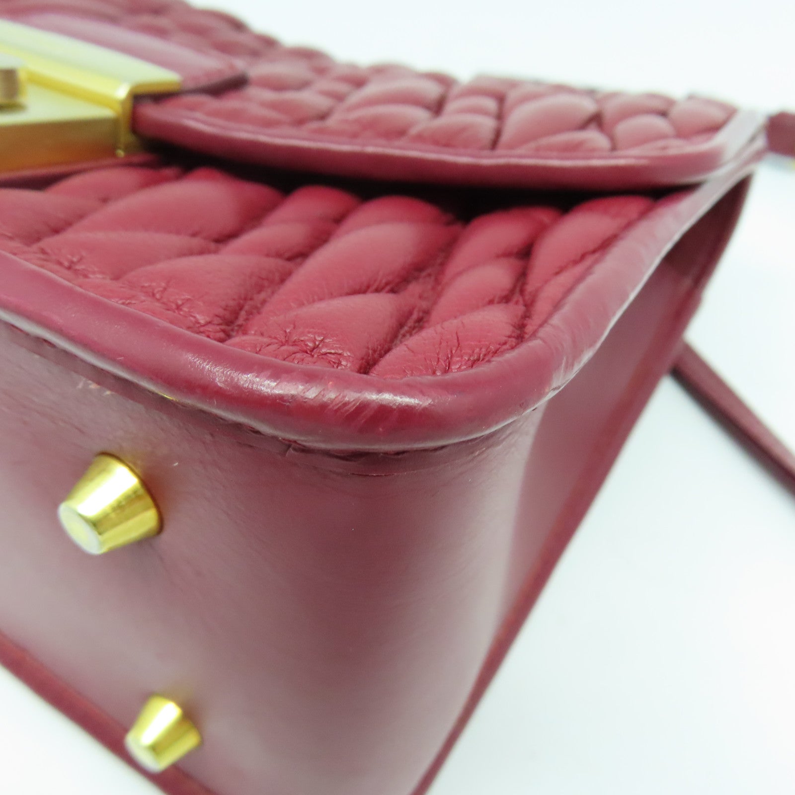 Furla 牛皮皮革Chain Bag金扣鏈帶肩背袋紅色