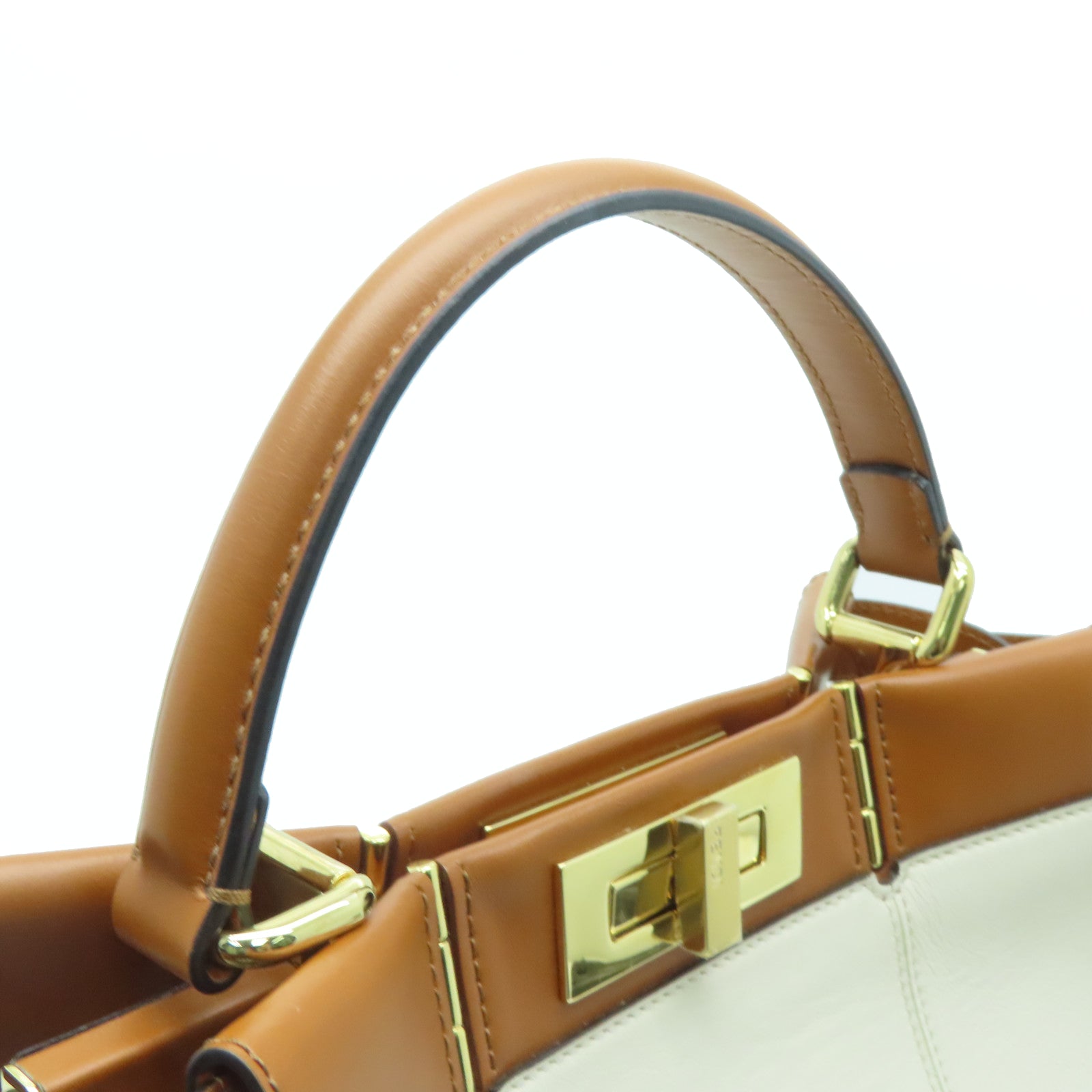 FENDI 【激減優惠】牛皮皮革Peekaboo手挽肩背兩用袋白色