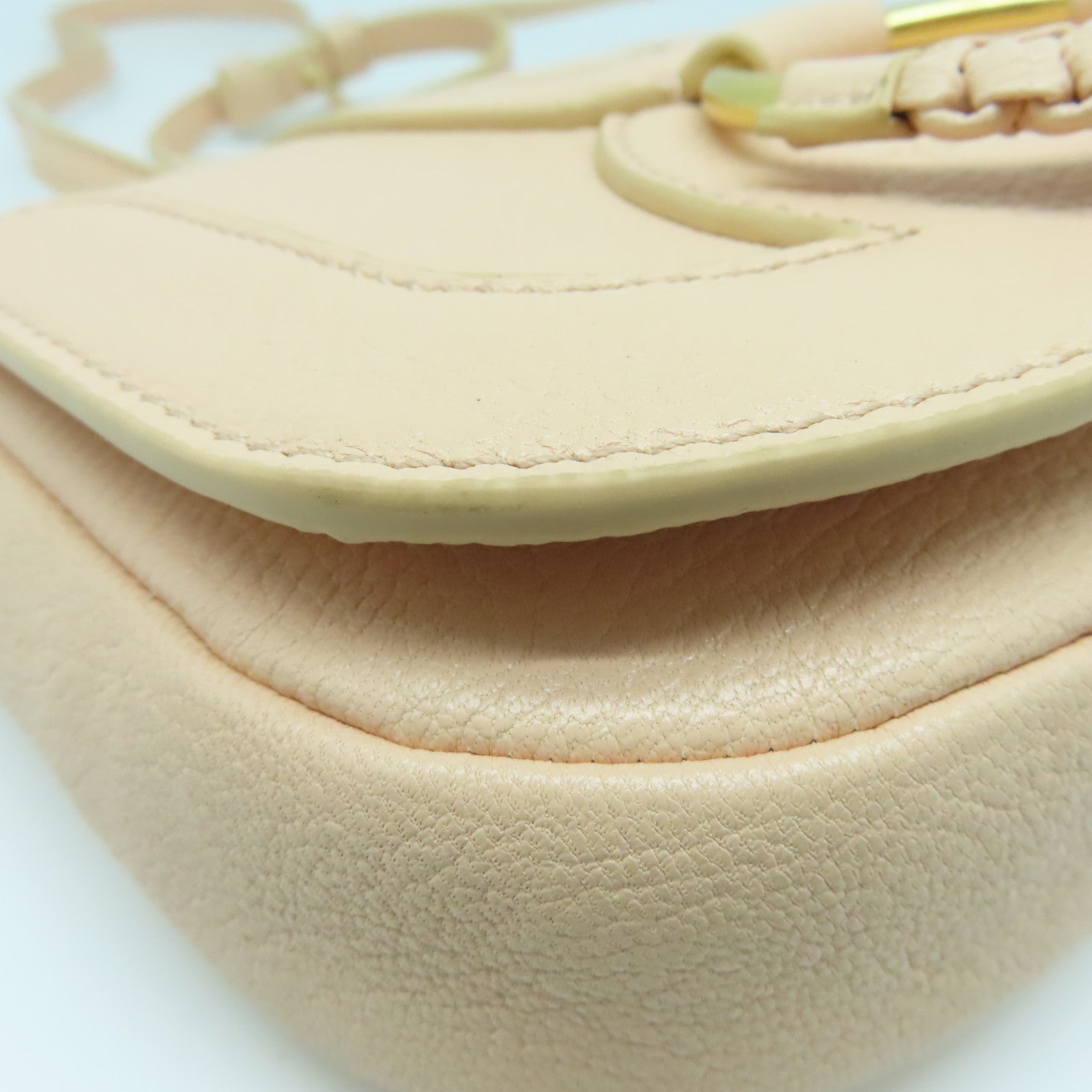 SEE BY CHLOE Leather Shoulder Bag Gold Buckle Pink