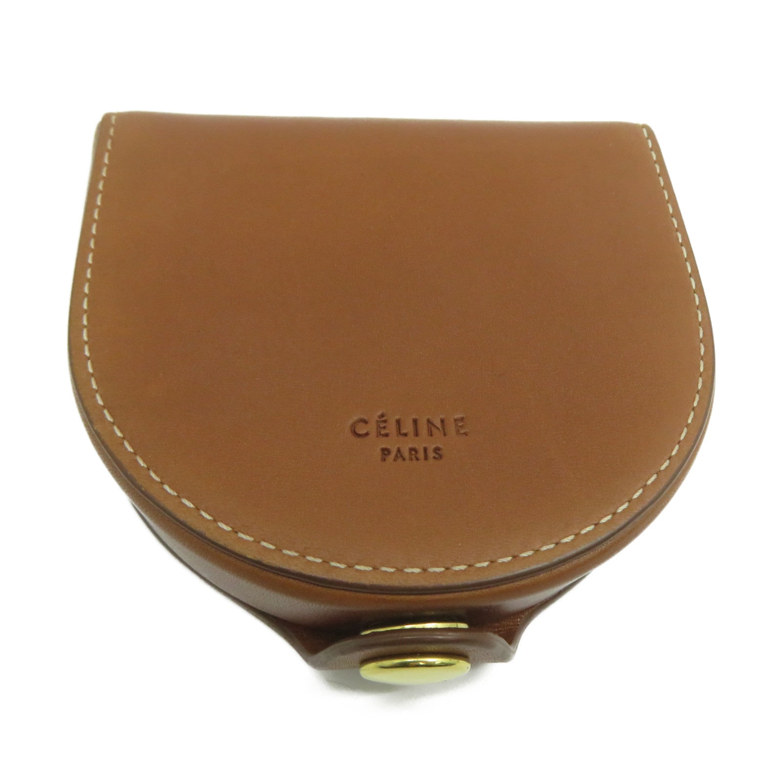 CELINE 牛皮皮革Coin Purse金扣零錢包啡色